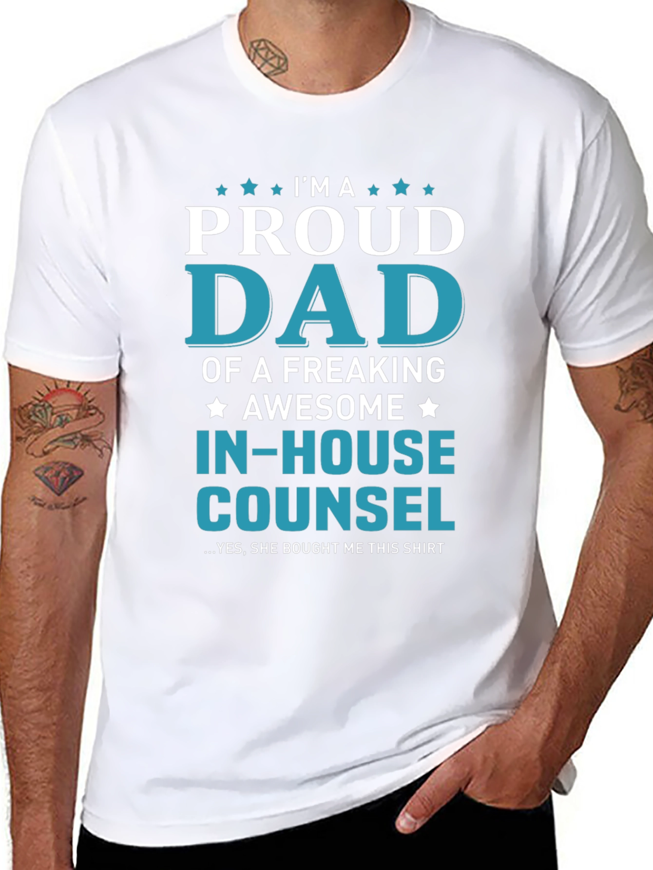 Black Proud Dad In-House Counsel Graphic T-Shirt view 8