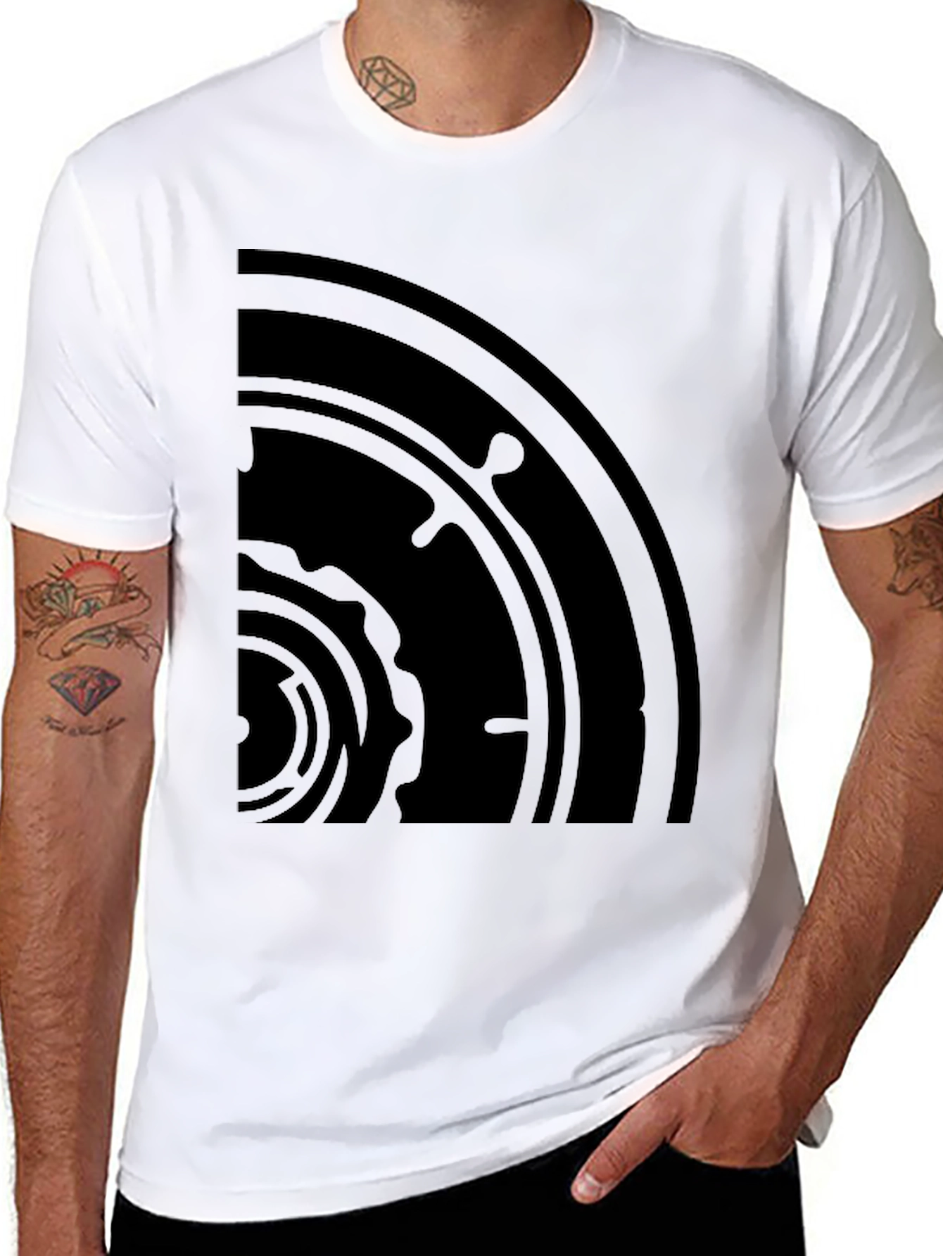 Black Abstract Graphic Black T-Shirt view 8