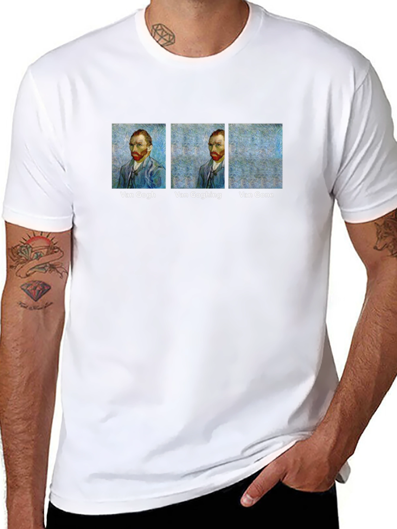 Black Van Gogh Humor T-Shirt - Art Lover Tee view 8