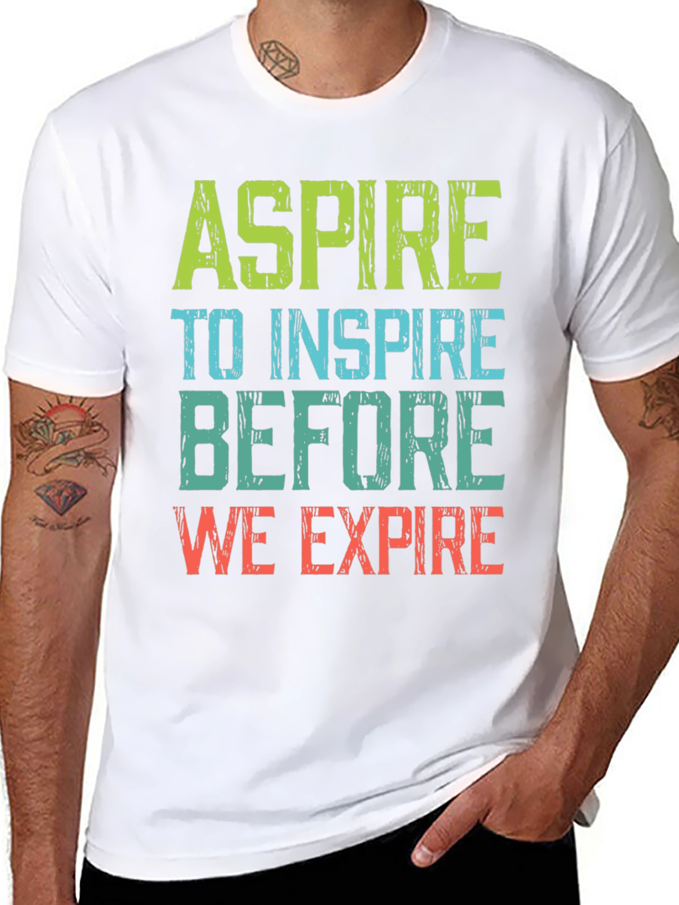 Black Aspire to Inspire Graphic Tee - Motivational T-Shirt view 8