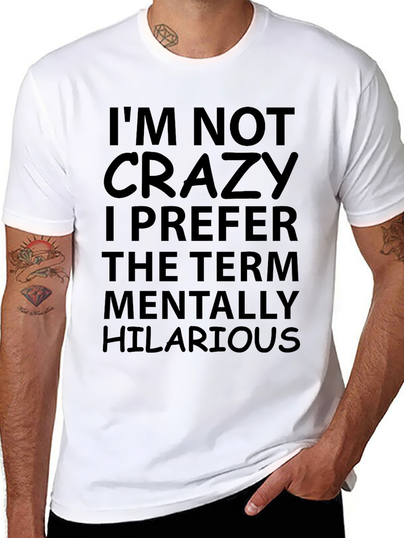 Black Funny "I'm Not Crazy" Graphic Tee view 8