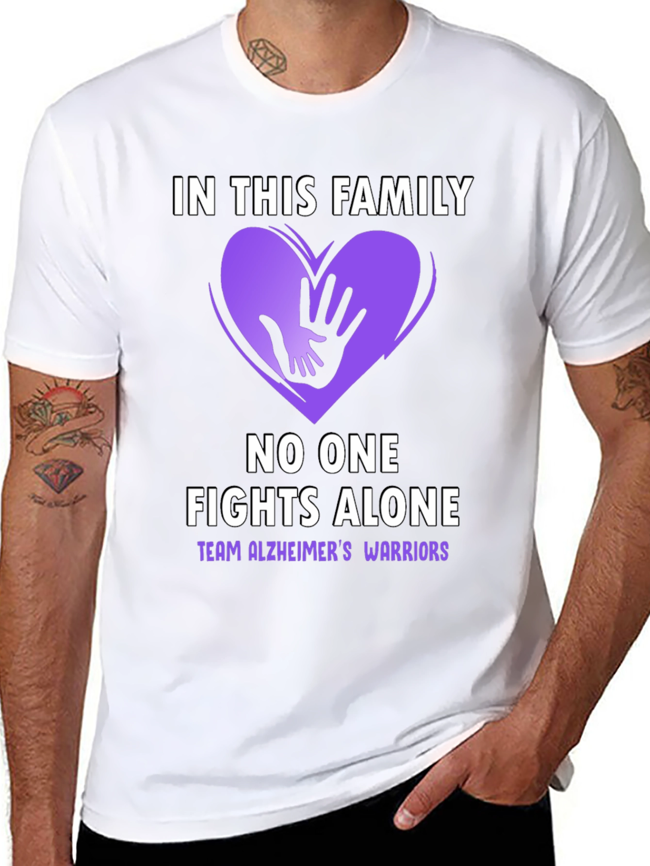 Black Alzheimer's Awareness T-Shirt - In This Family No One Fights Alone view 8