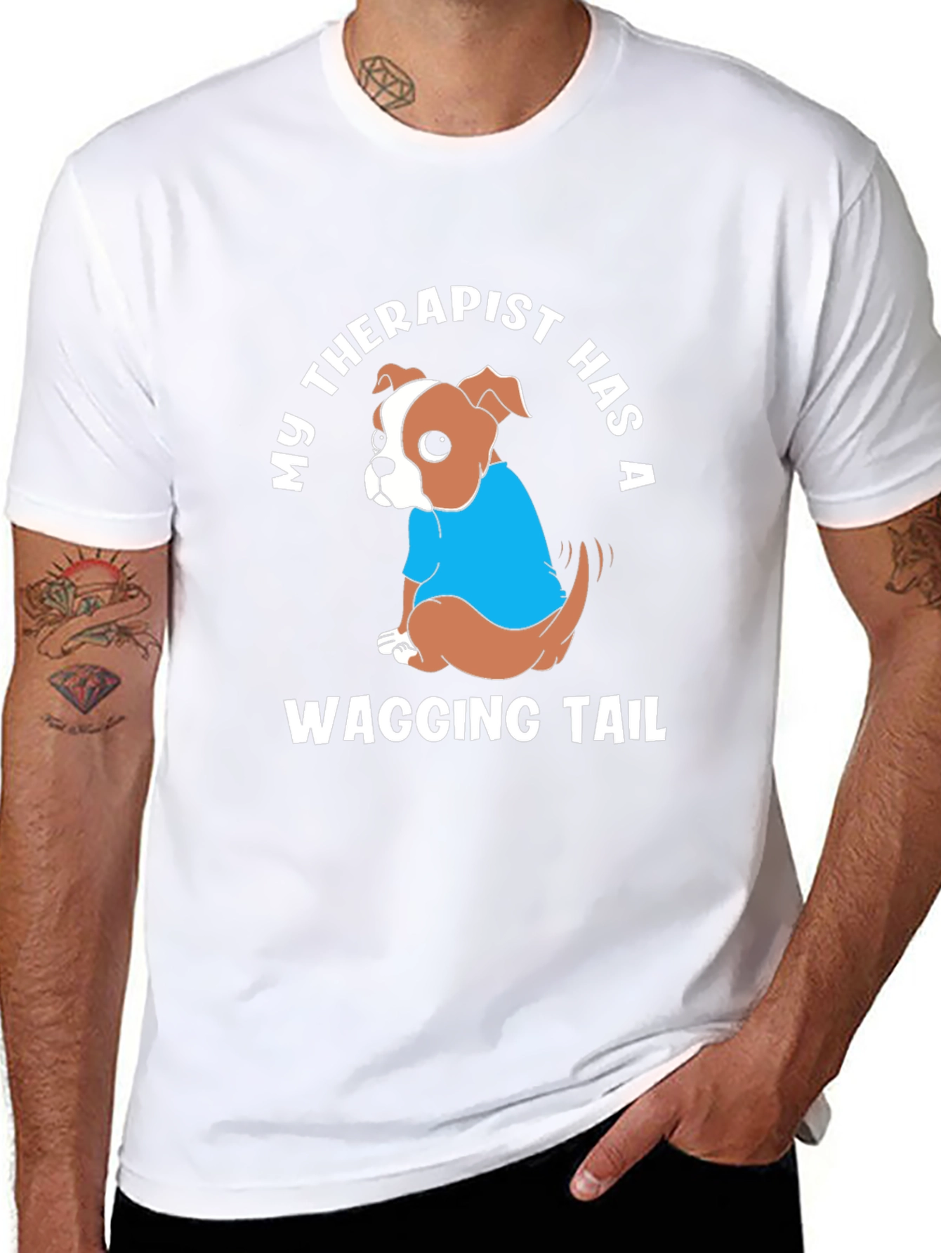 Black Dog Therapist T-Shirt: Wagging Tail Design, Cute Tee view 8