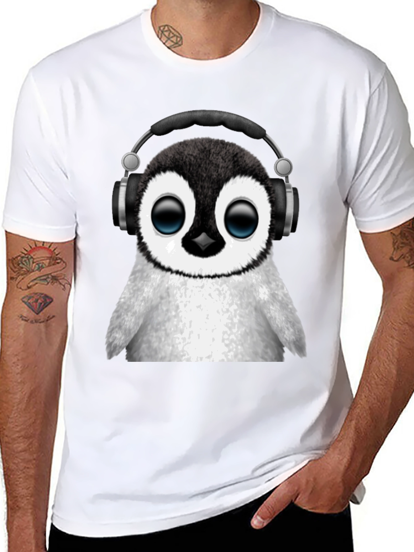 Black Penguin Headphone Graphic Tee view 8