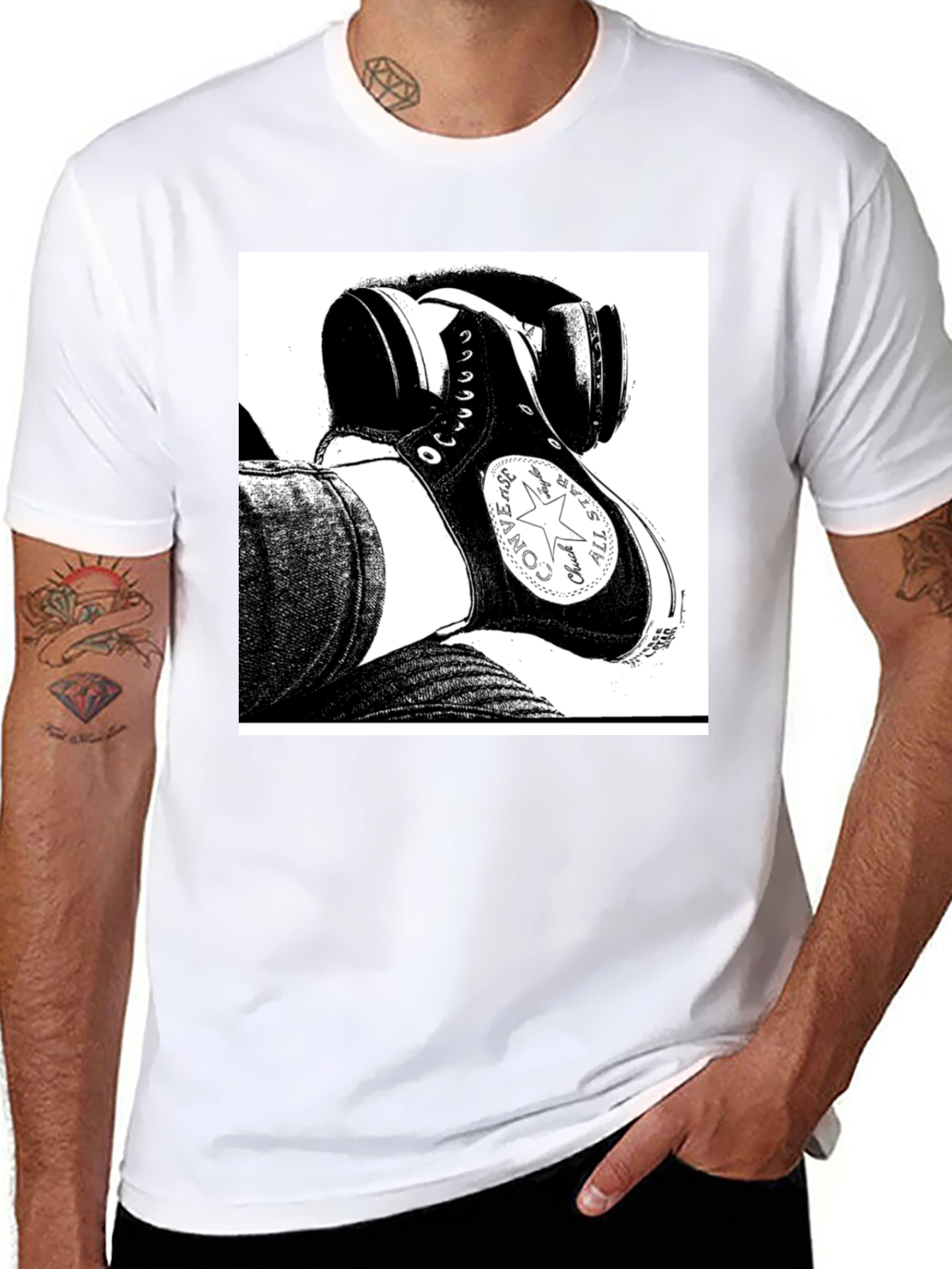 Black Converse High Top Graphic Tee - Street Style view 8