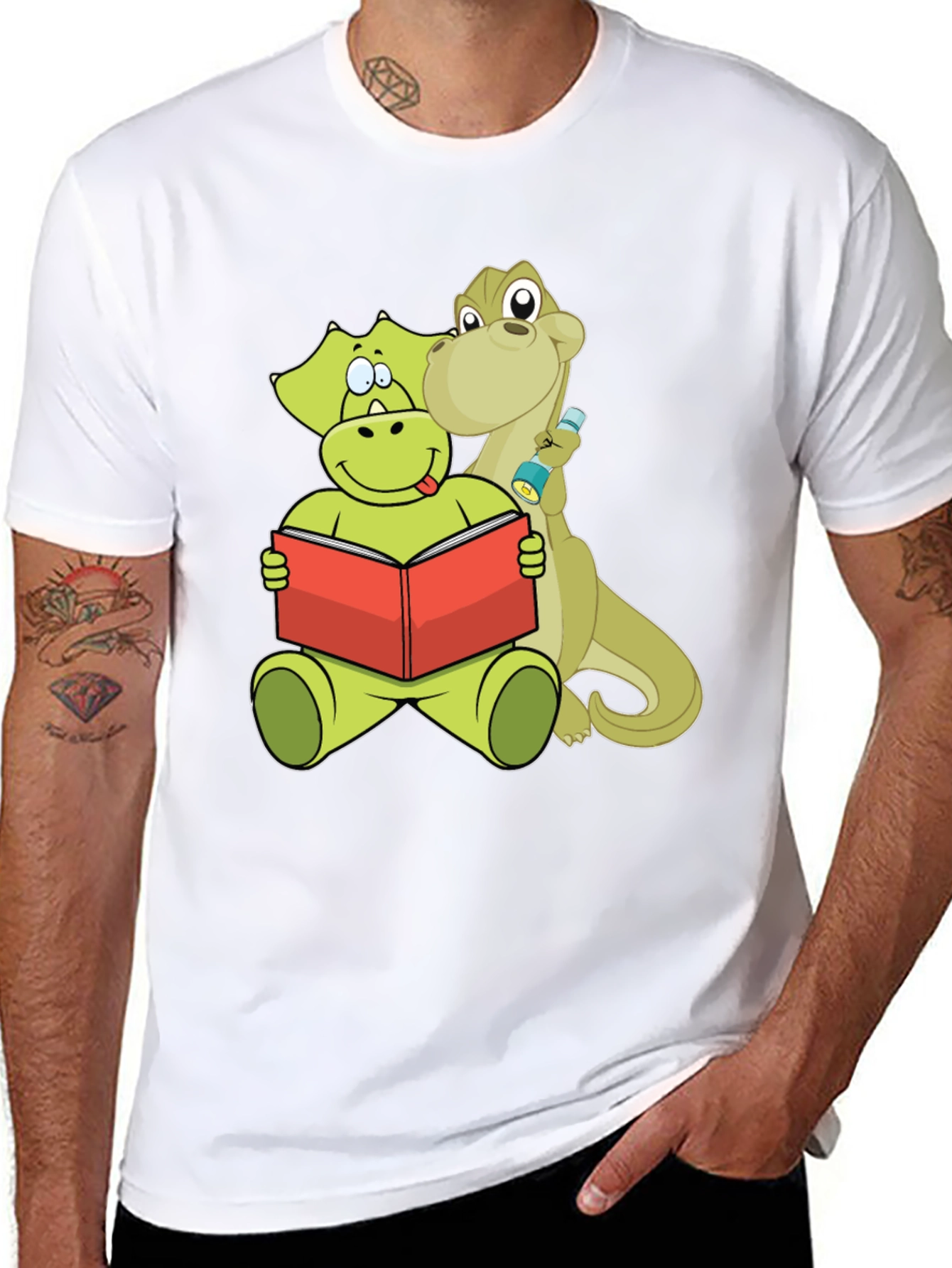 Black Dinosaur Reading Book Graphic Tee view 8
