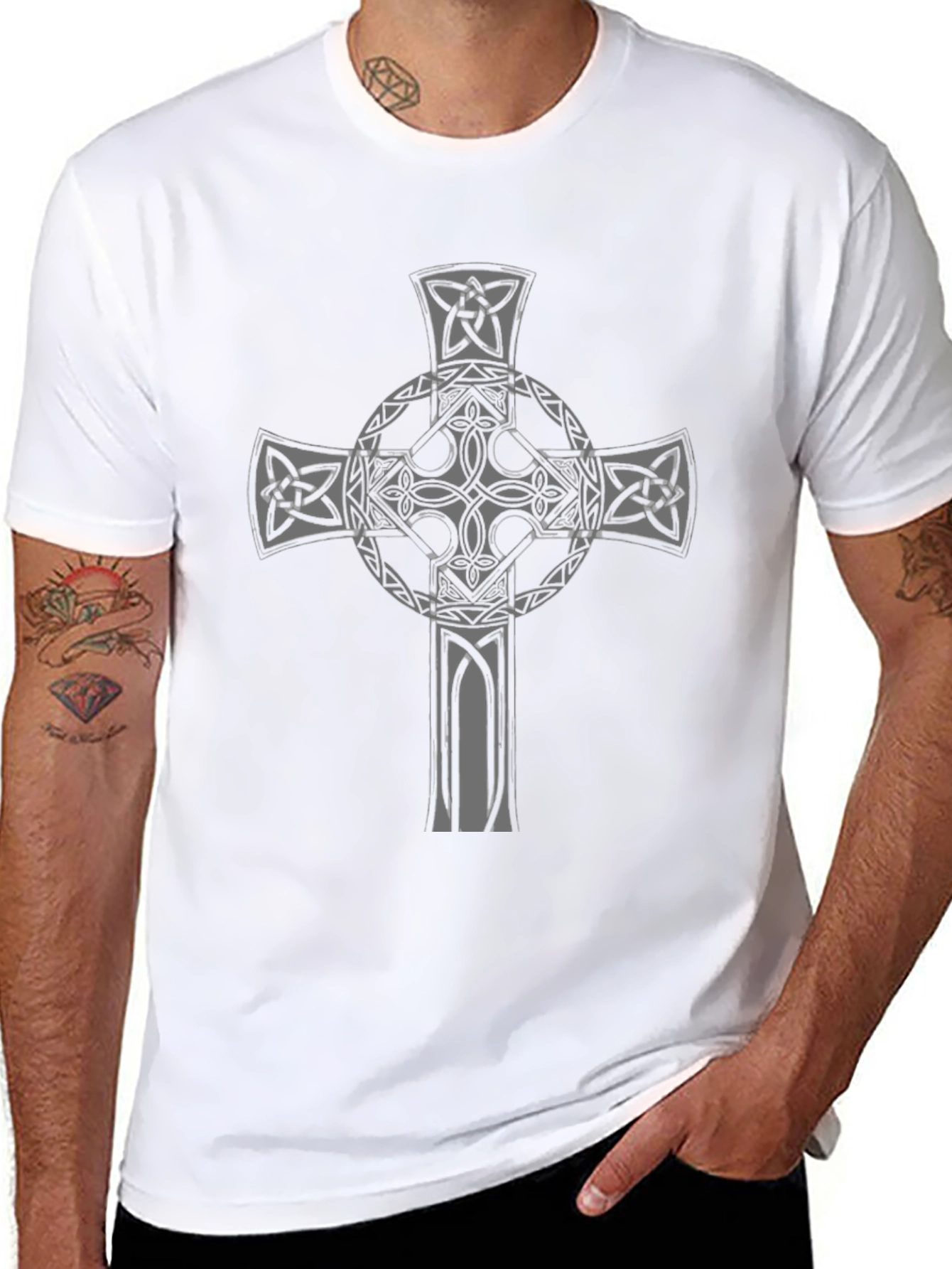 Black Celtic Cross Graphic Tee - Black T-Shirt view 8