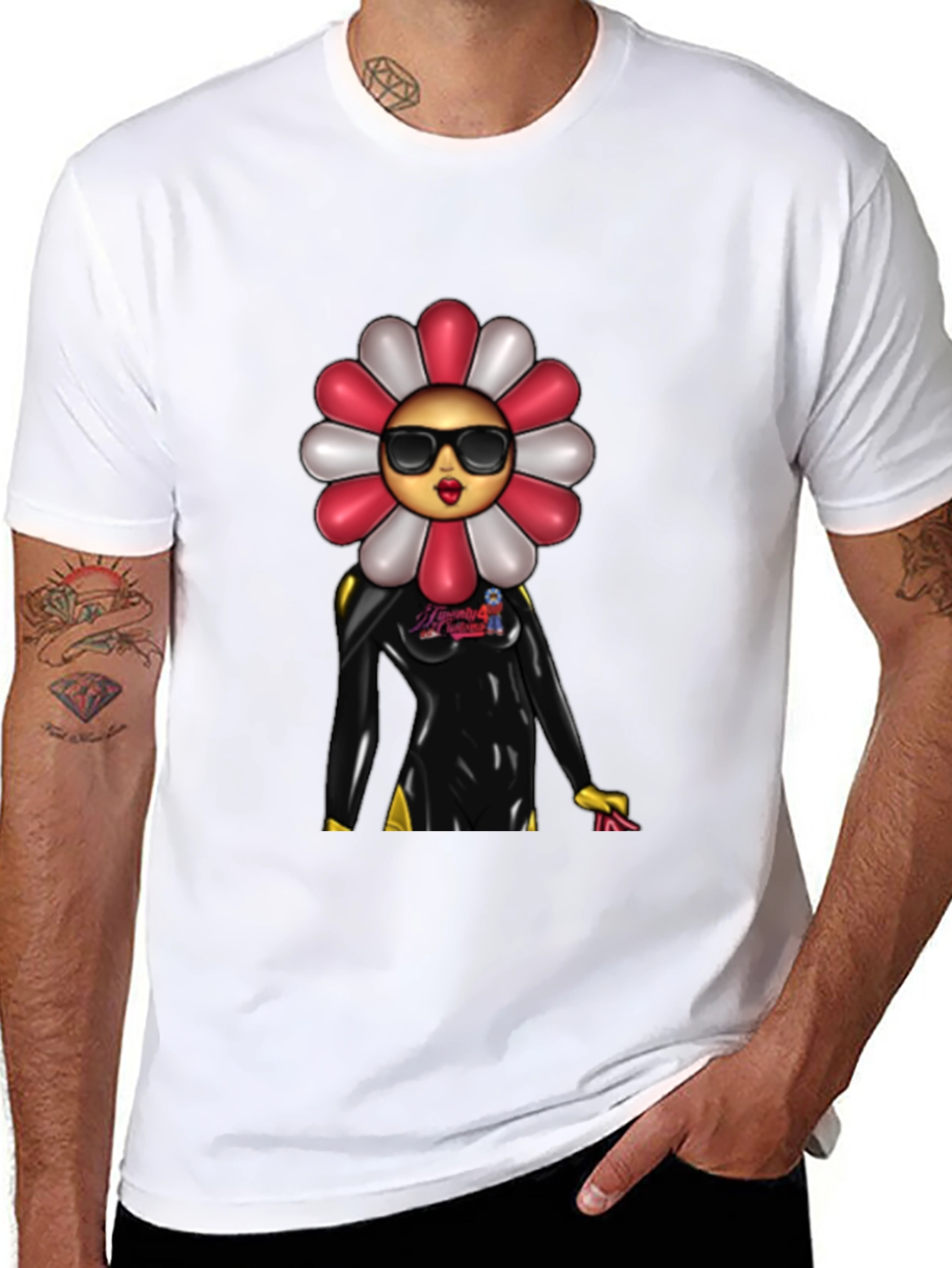 Black Funky Flower Power T-Shirt view 8