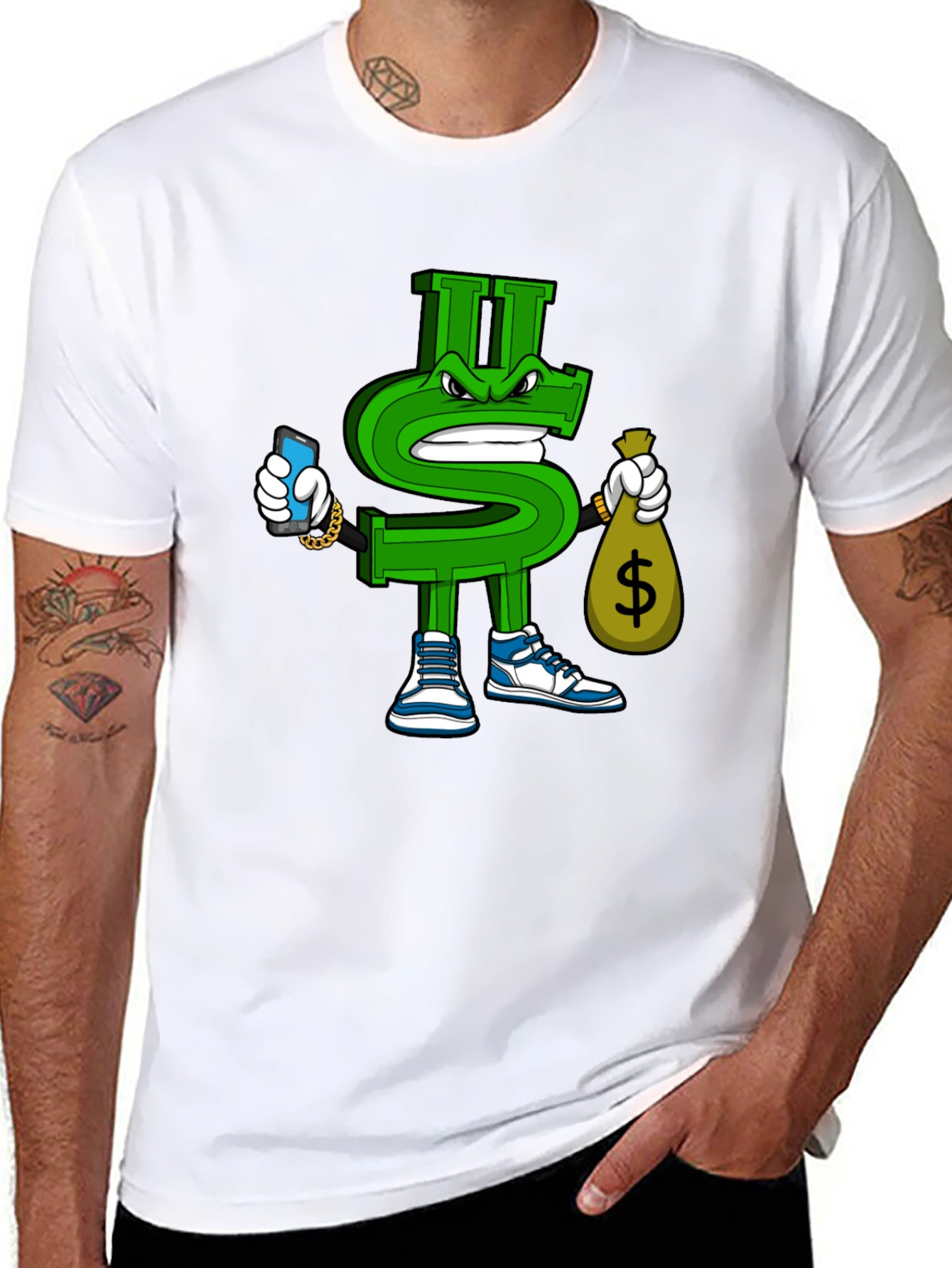 Black Dollar Sign Graphic T-Shirt - Streetwear Style view 8
