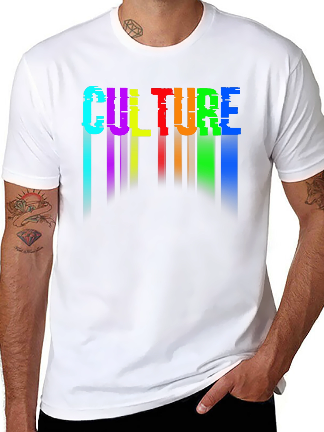 Black Culture Glitch Rainbow Graphic Tee view 8
