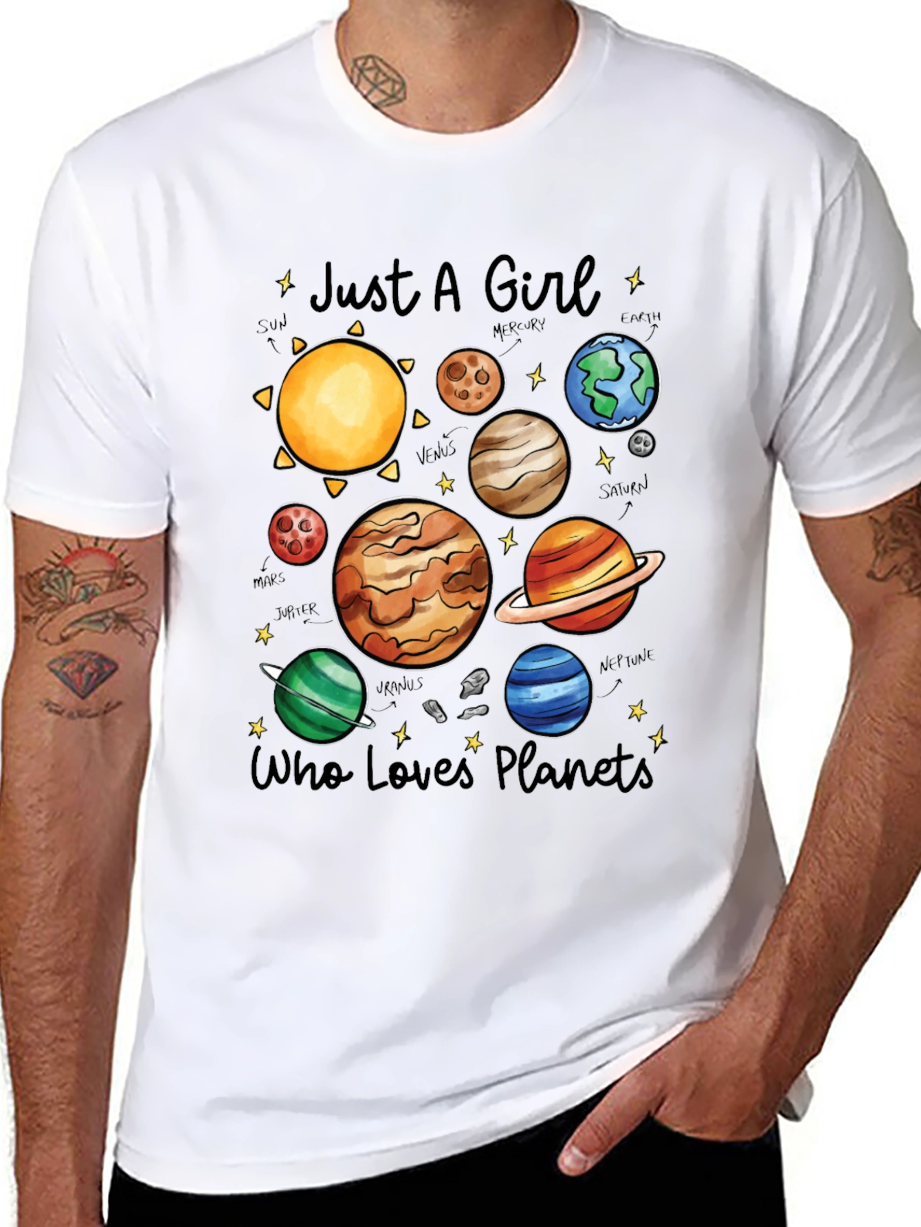 Girl Who Loves Planets T-Shirt - Space Lover Tee - 8