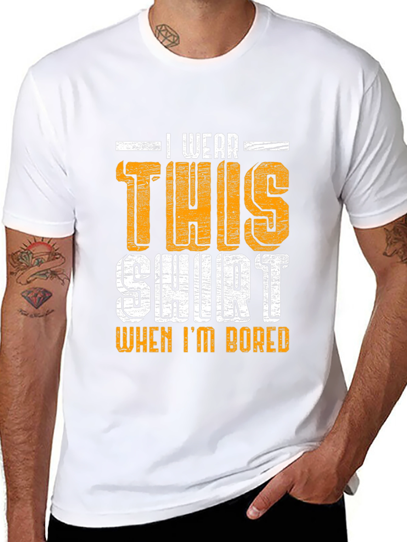 Black Funny 'I Wear This Shirt When I'm Bored' Graphic Tee view 8