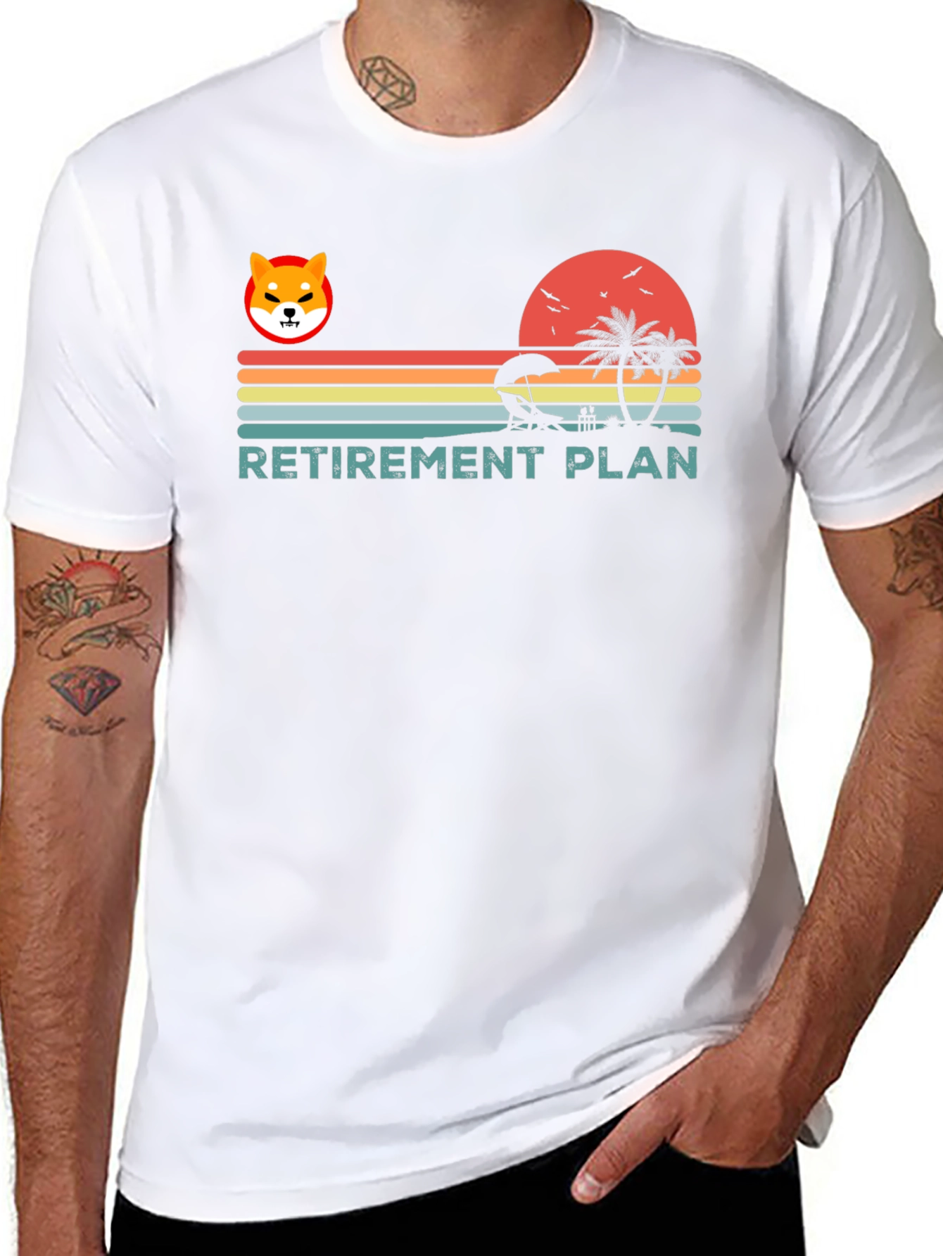 Black Retirement Plan Shiba Inu Beach T-Shirt view 8