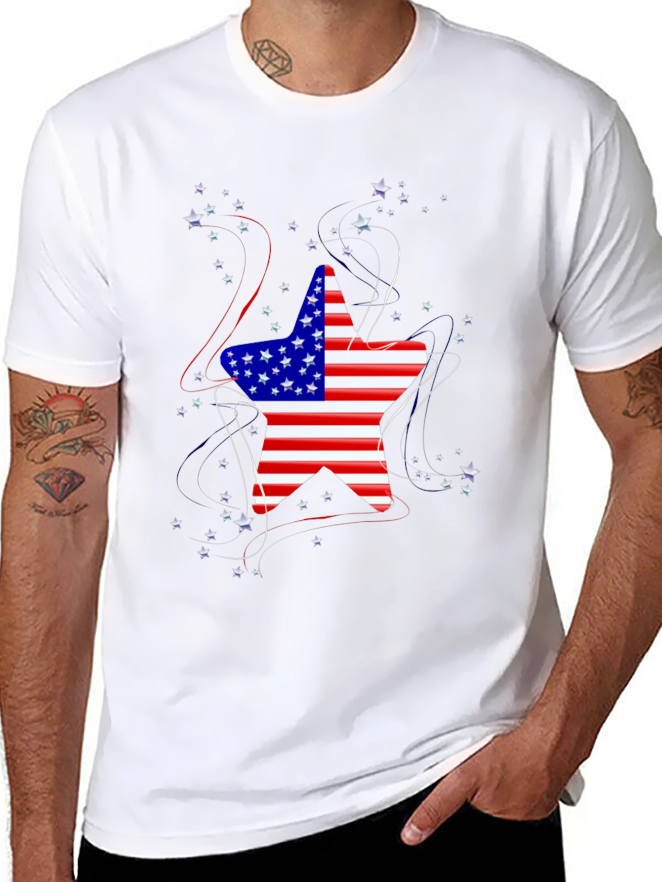 American Flag Star Graphic T-Shirt - 8