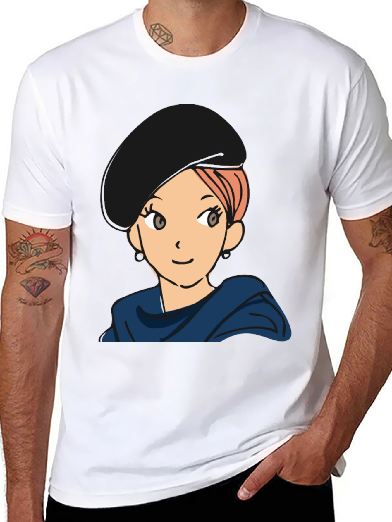 Black Anime Girl Graphic T-Shirt - Casual Black Tee view 8