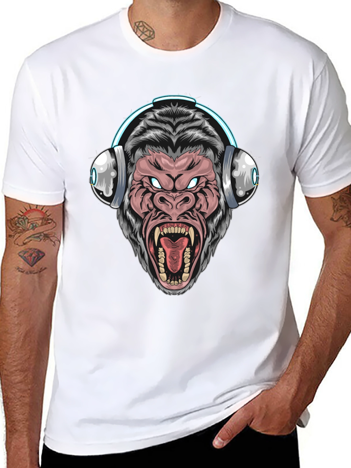 Black Cool Gorilla DJ T-Shirt - Black view 8