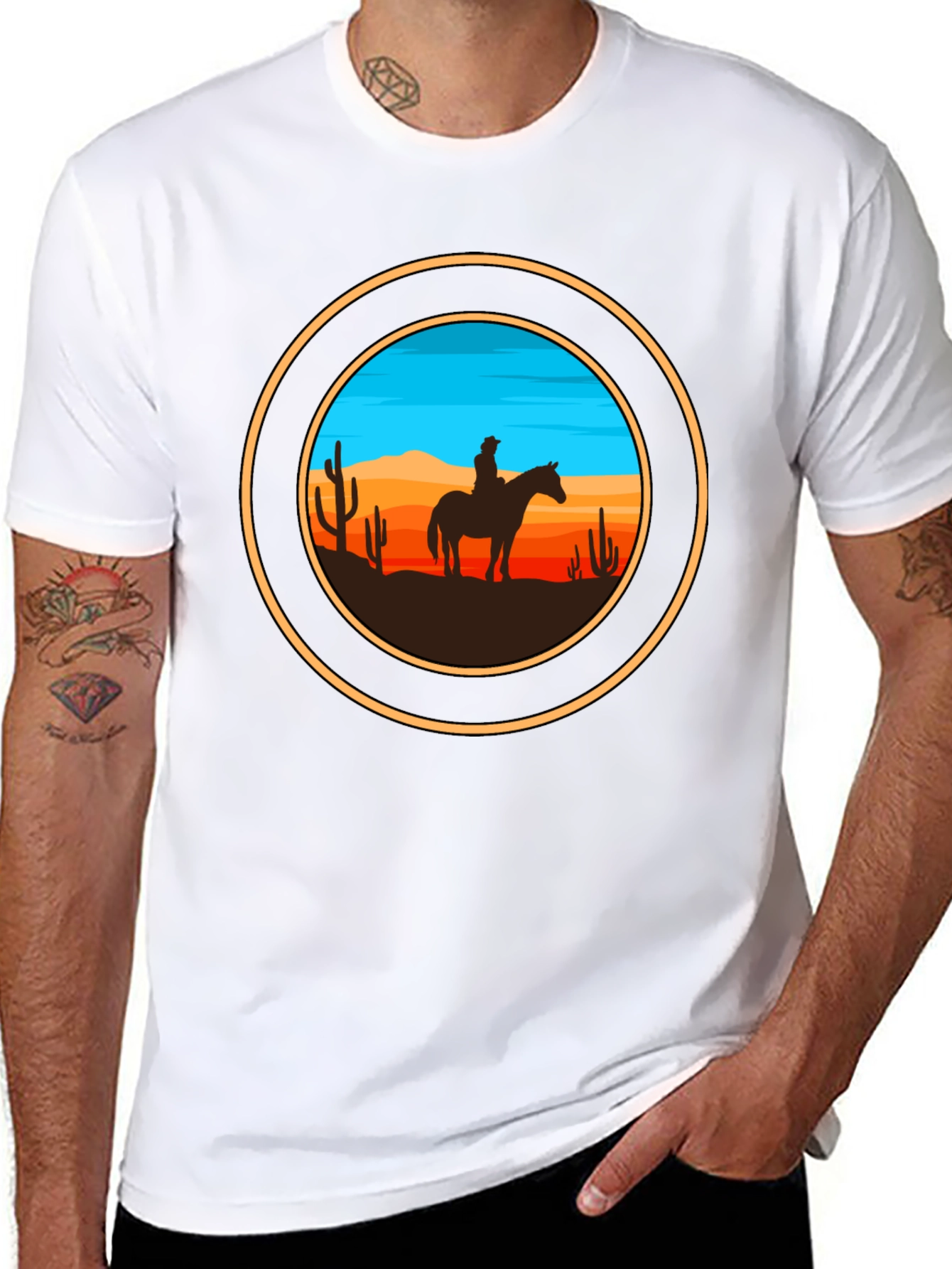 Black Cowboy Silhouette Graphic Tee view 8
