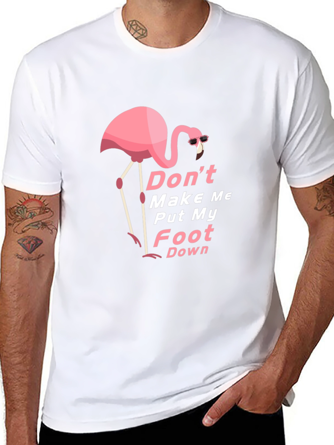Black Funny Flamingo Graphic Tee - Don't Make Me Put My Foot Down view 8