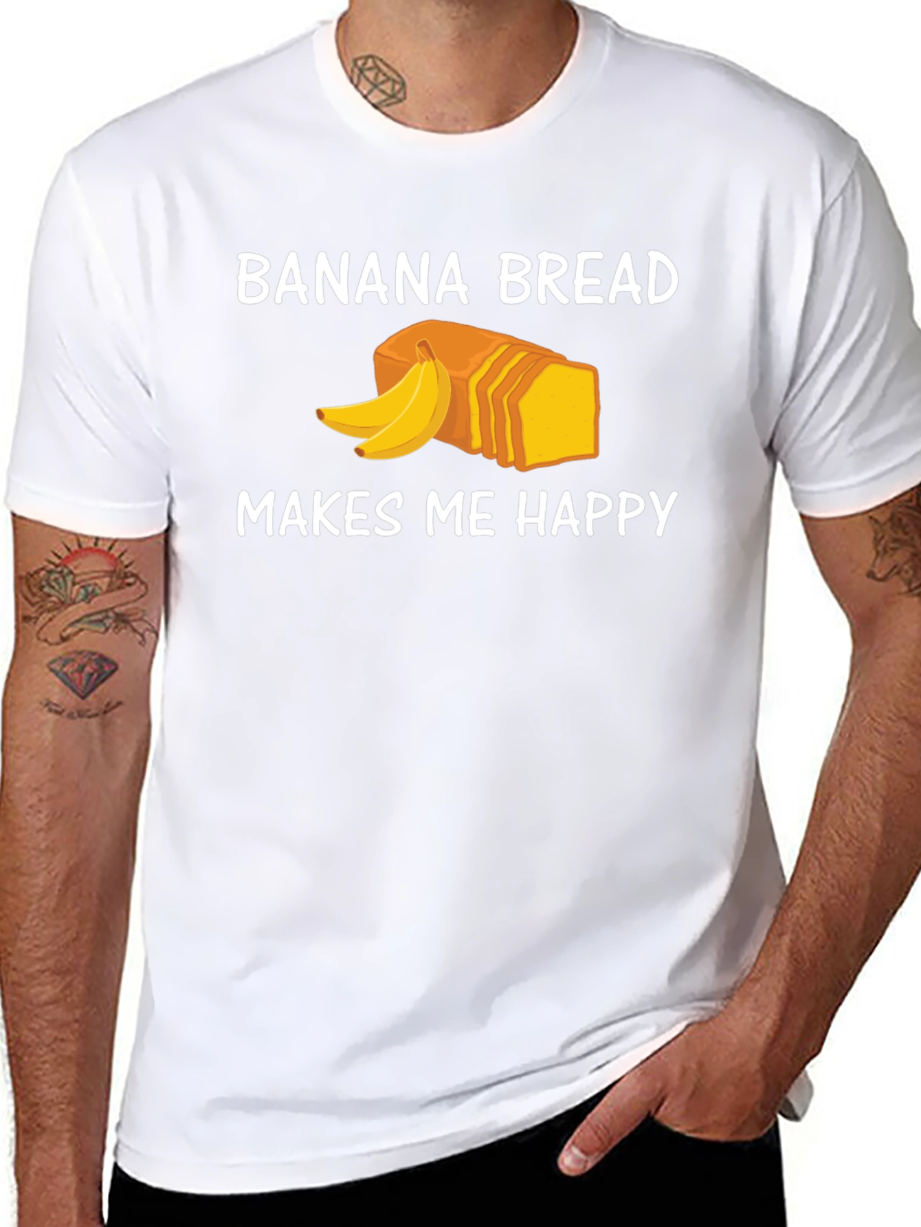 Black Banana Bread Makes Me Happy T-Shirt view 8