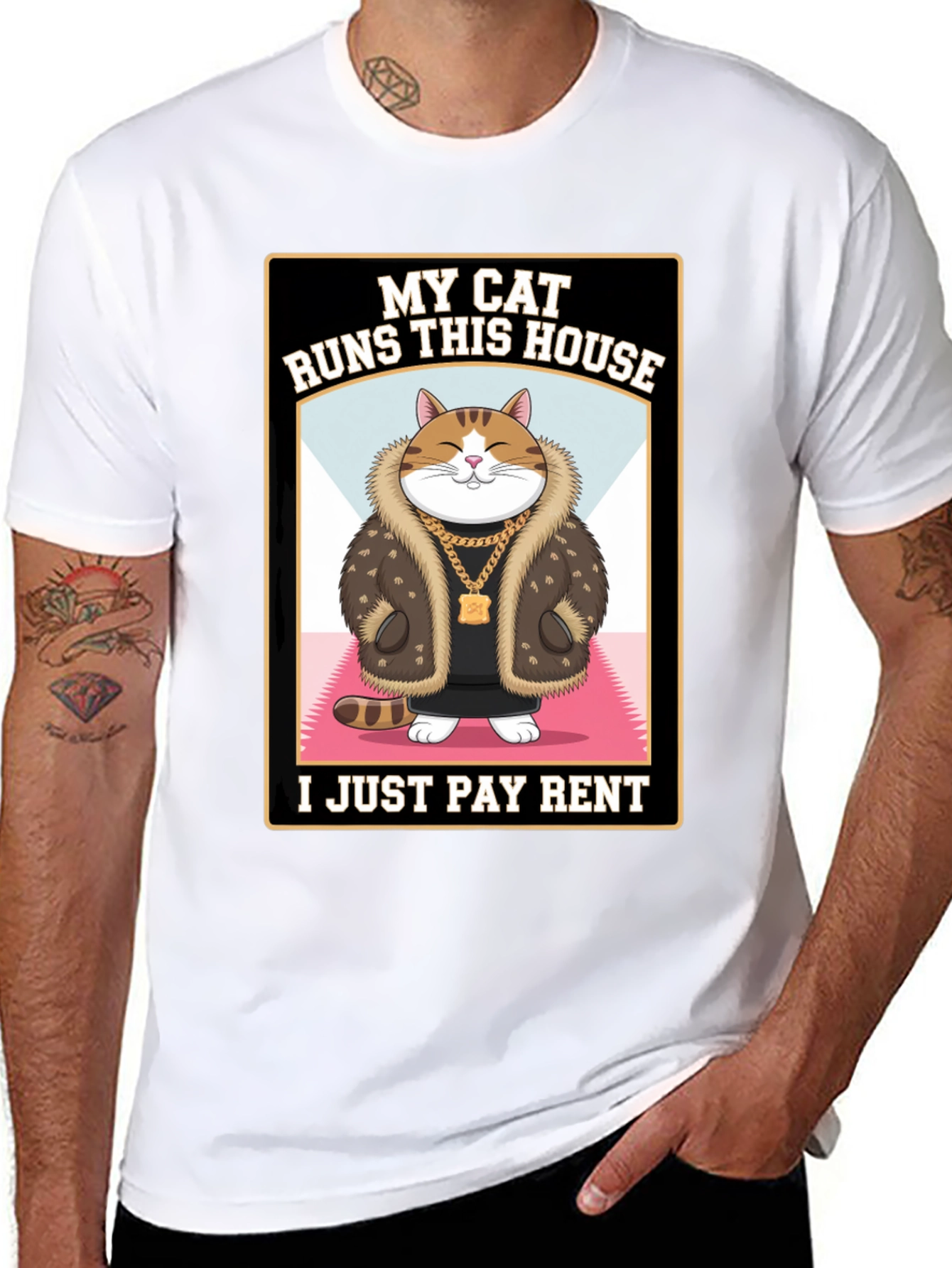 Black My Cat Runs This House T-Shirt Funny Cat Lover view 8