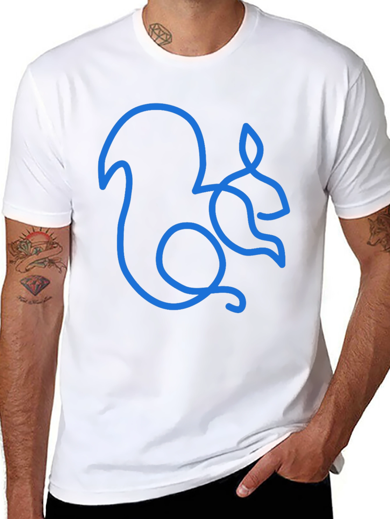 Black Squirrel Outline Graphic Tee - Men's Black T-Shirt view 8