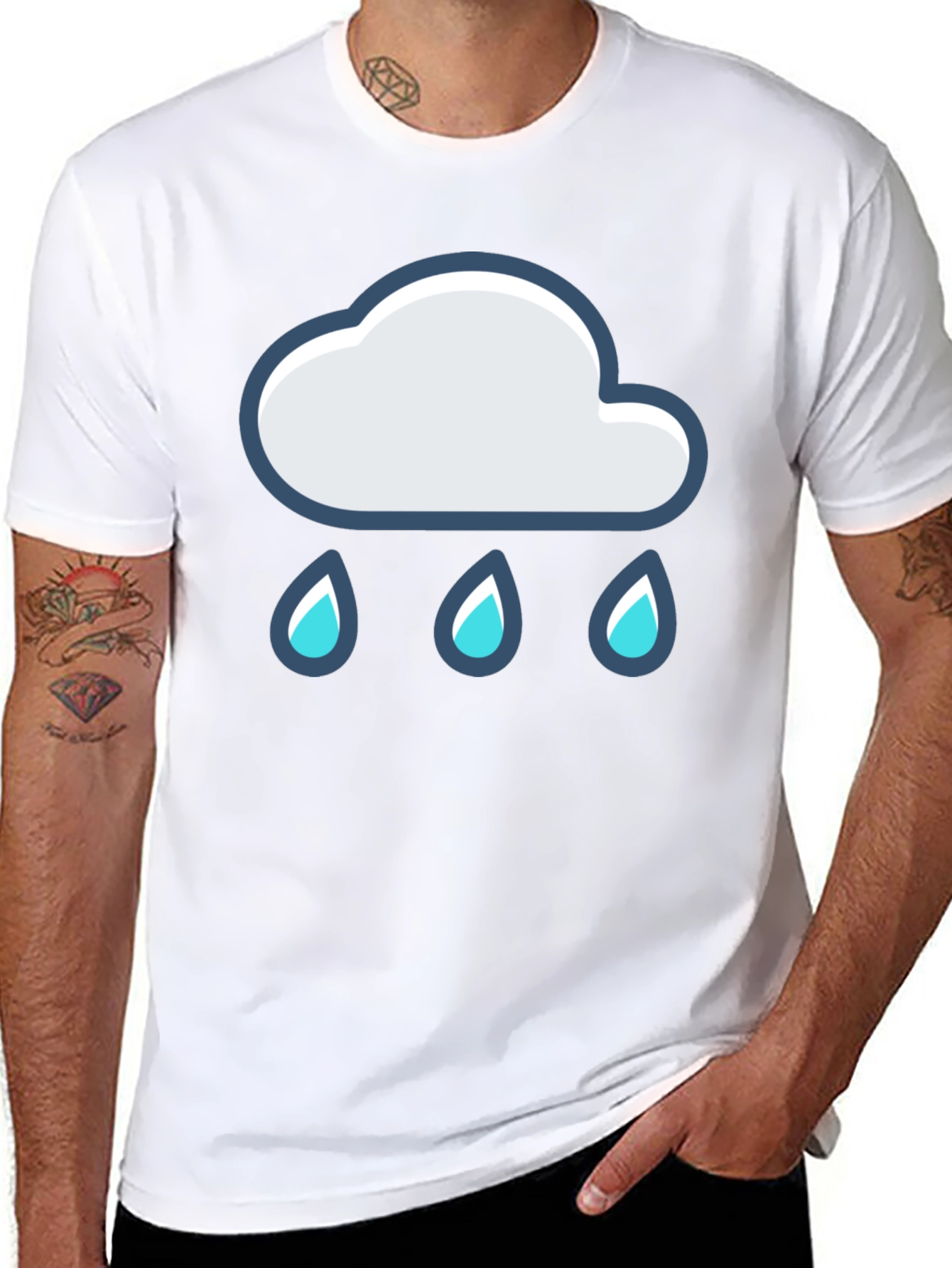 Black Cloud Rain T-Shirt - Black Cotton Tee view 8
