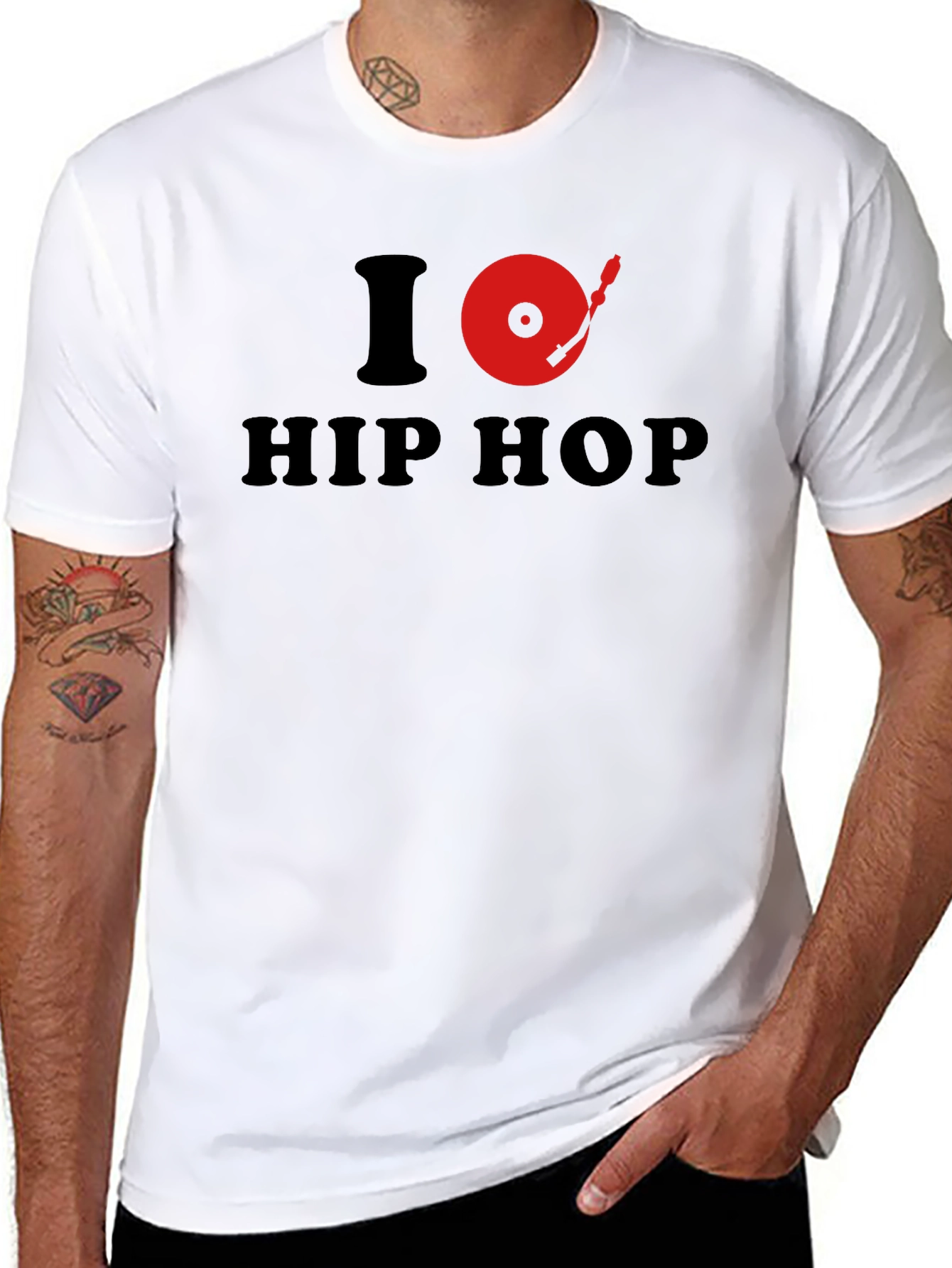 Black I Turntable Hip Hop Graphic Tee - Black view 8