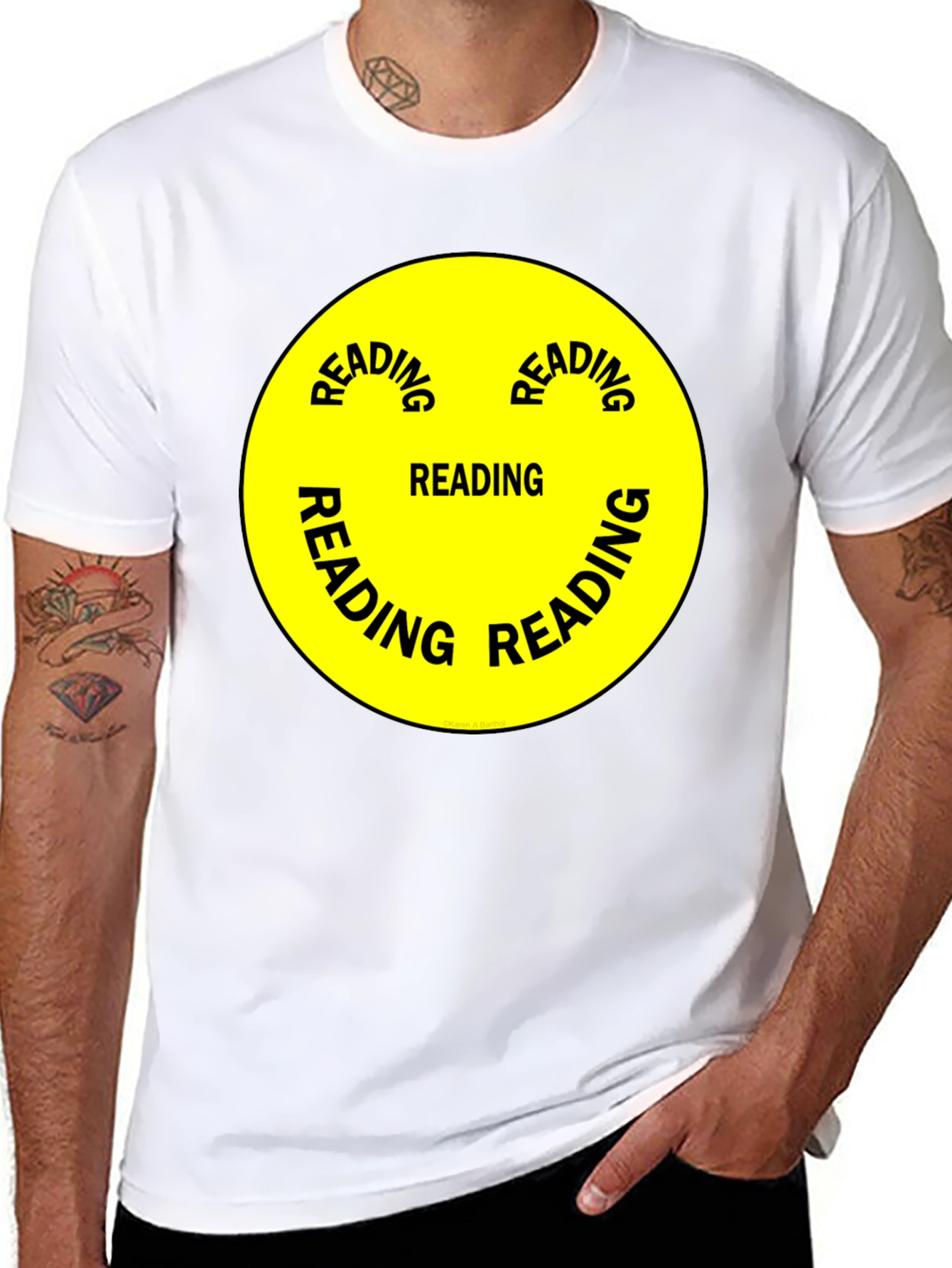Black Reading Smiley Face Graphic T-Shirt view 8