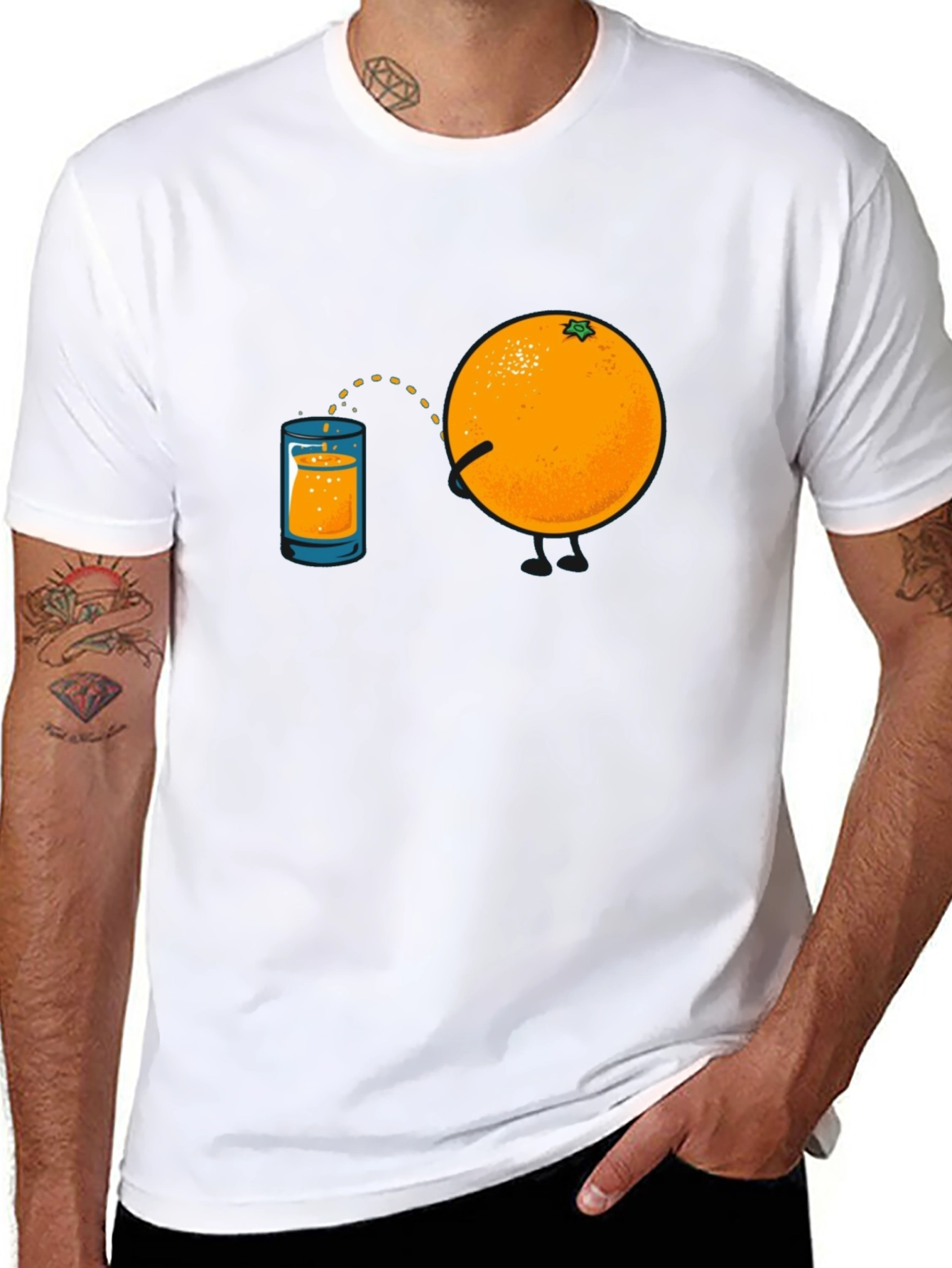 Black Funny Orange Juice Graphic Tee view 8