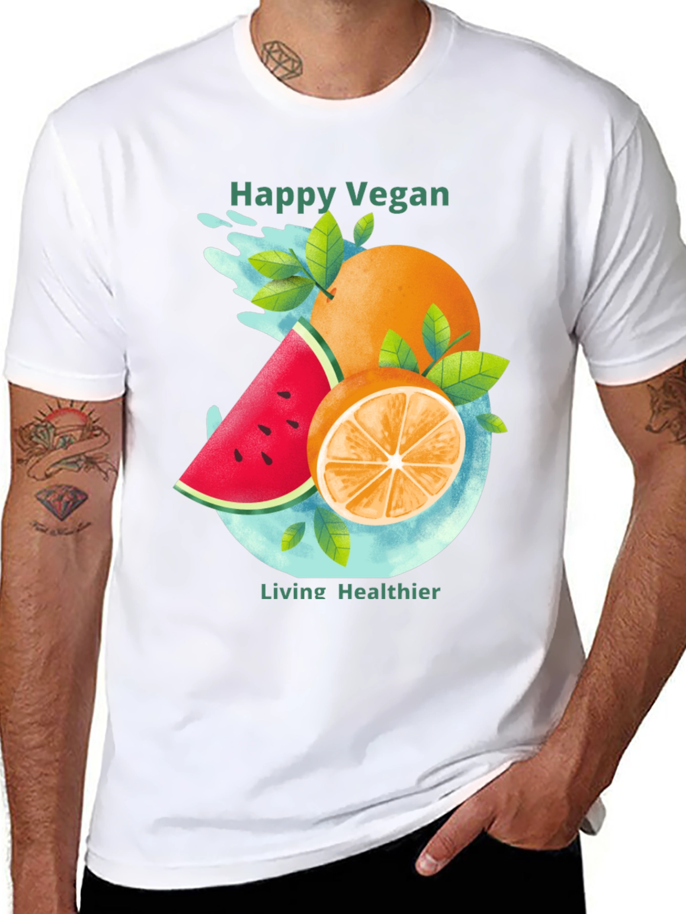 Black Happy Vegan T-Shirt: Healthy Lifestyle Apparel view 8