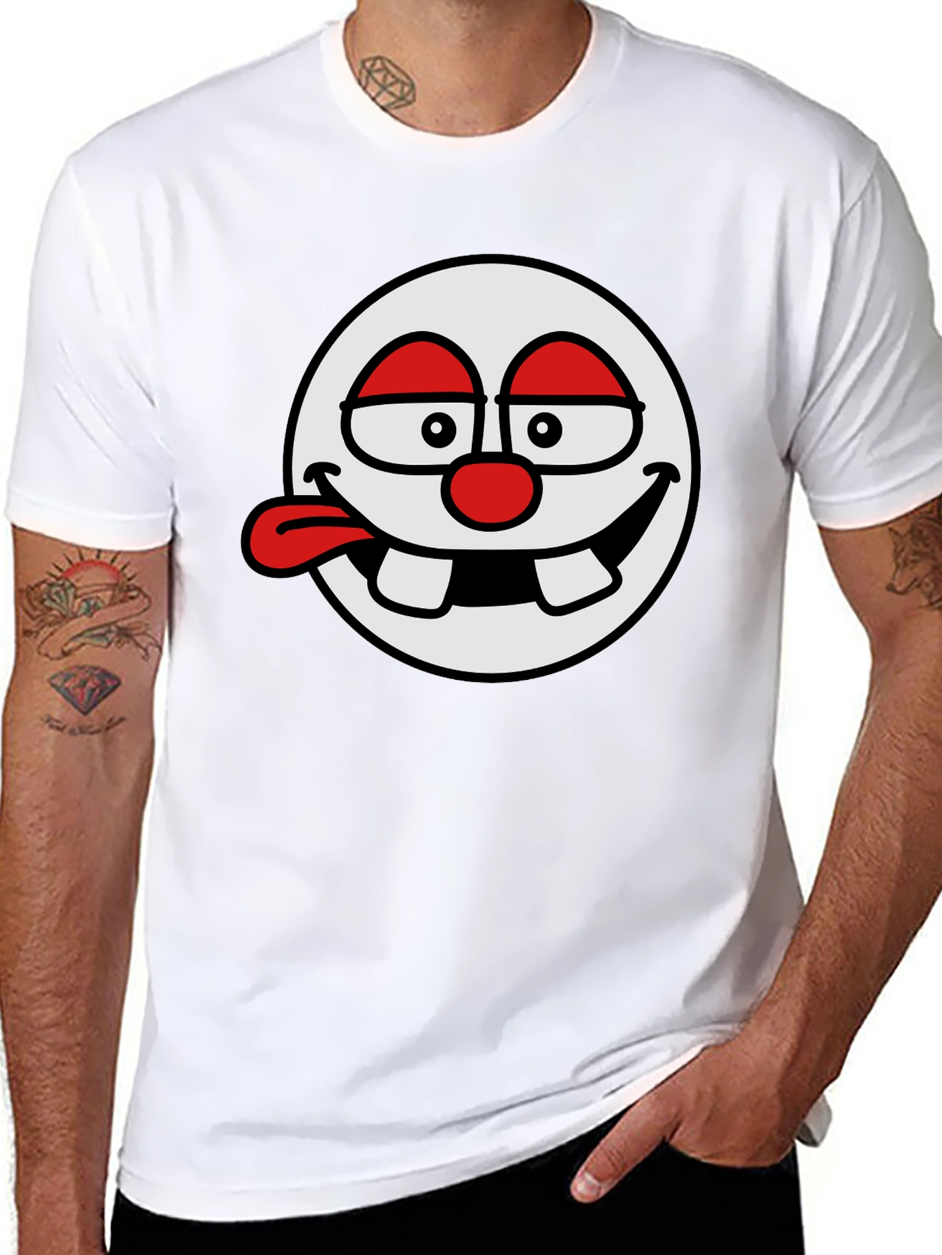 Black Funny Cartoon Face Black T-Shirt view 8