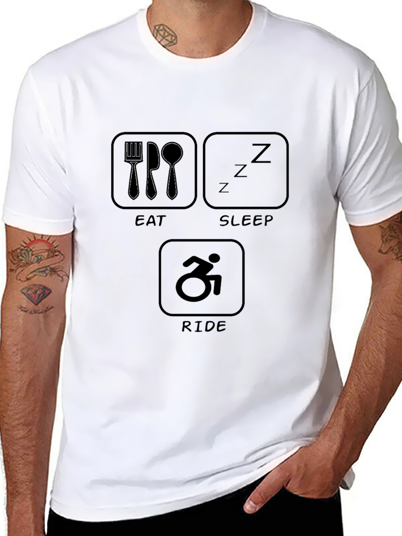 Black Eat Sleep Ride T-Shirt - Sporty Tee view 8