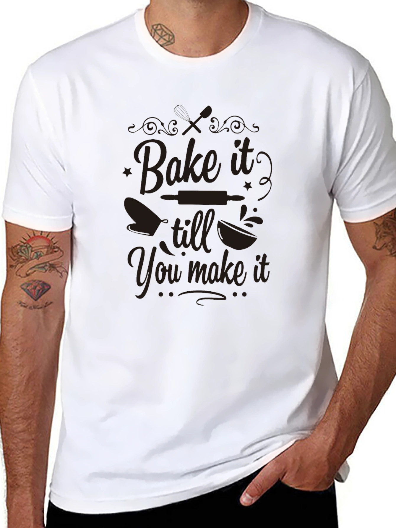 Black Bake It Till You Make It Black Graphic Tee view 8
