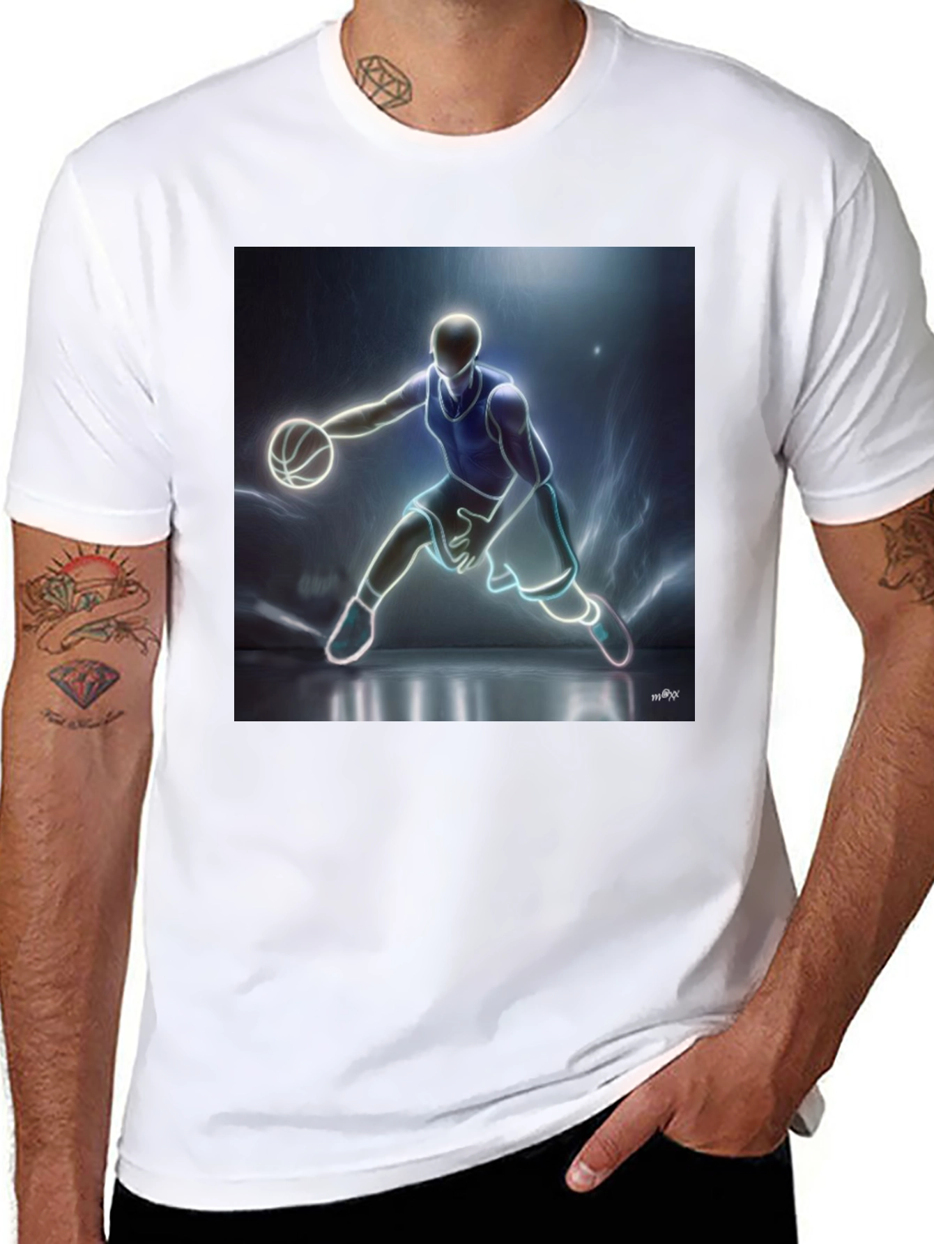 Black Basketball Player Graphic Tee - Black Cotton Blend view 8