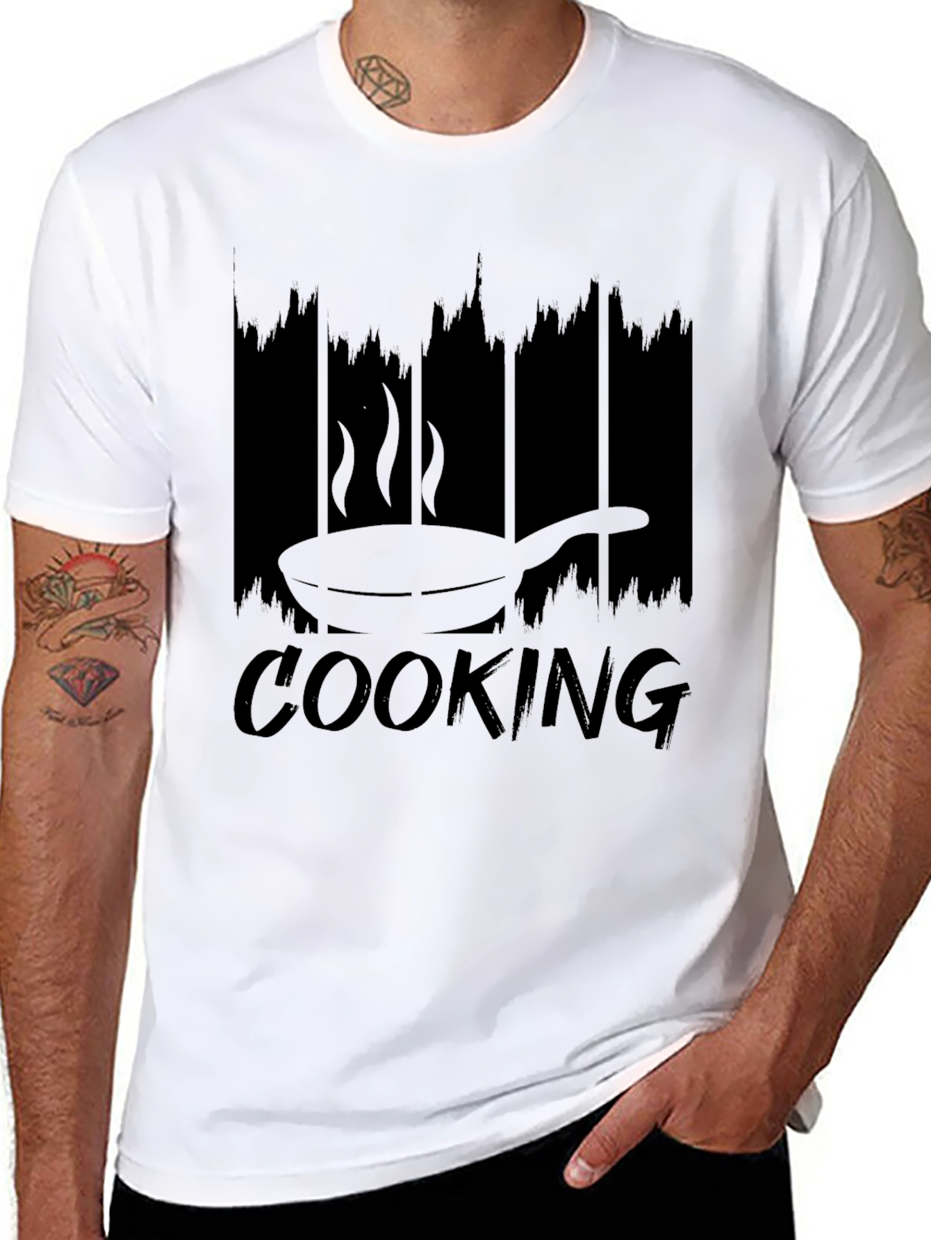 Black Cooking Frying Pan Graphic T-Shirt view 8