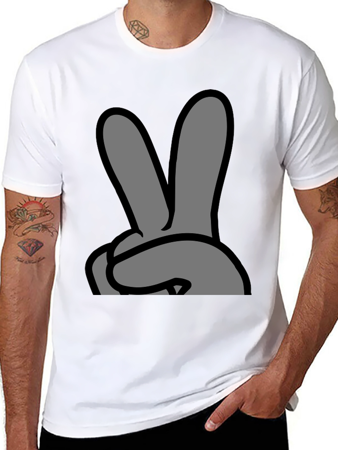 Black Peace Sign Graphic Black T-Shirt view 8