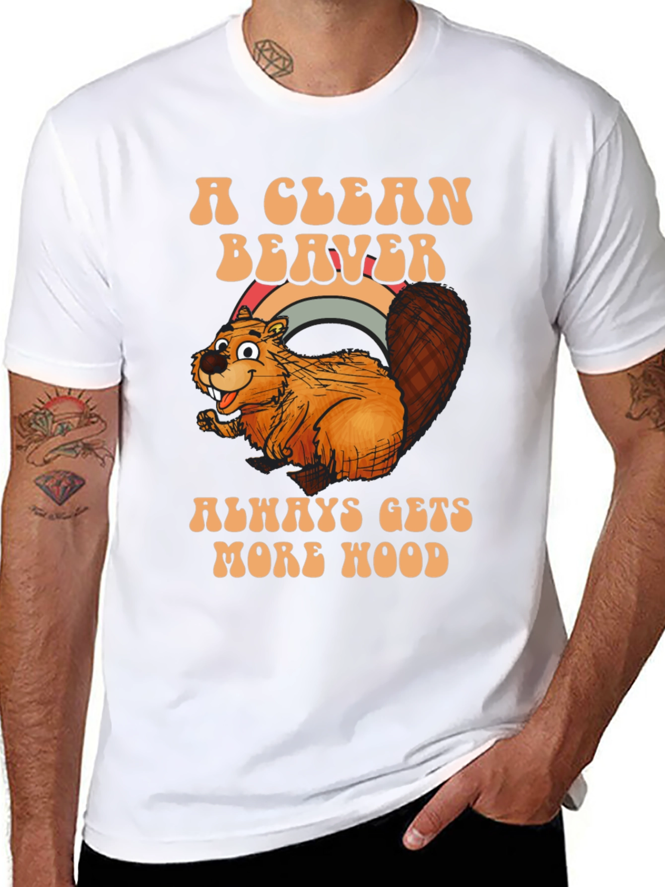 Black A Clean Beaver Gets More Wood T-Shirt view 8