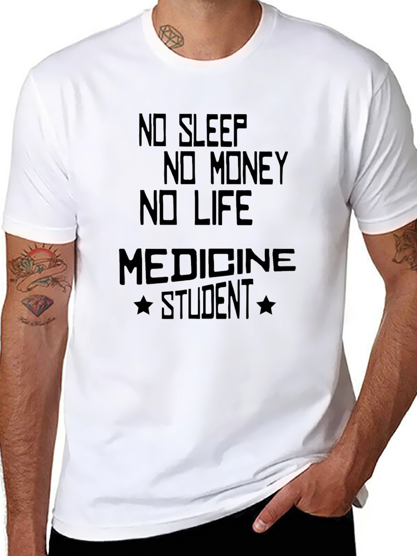 Black No Sleep Medicine Student Funny Graphic T-Shirt view 8
