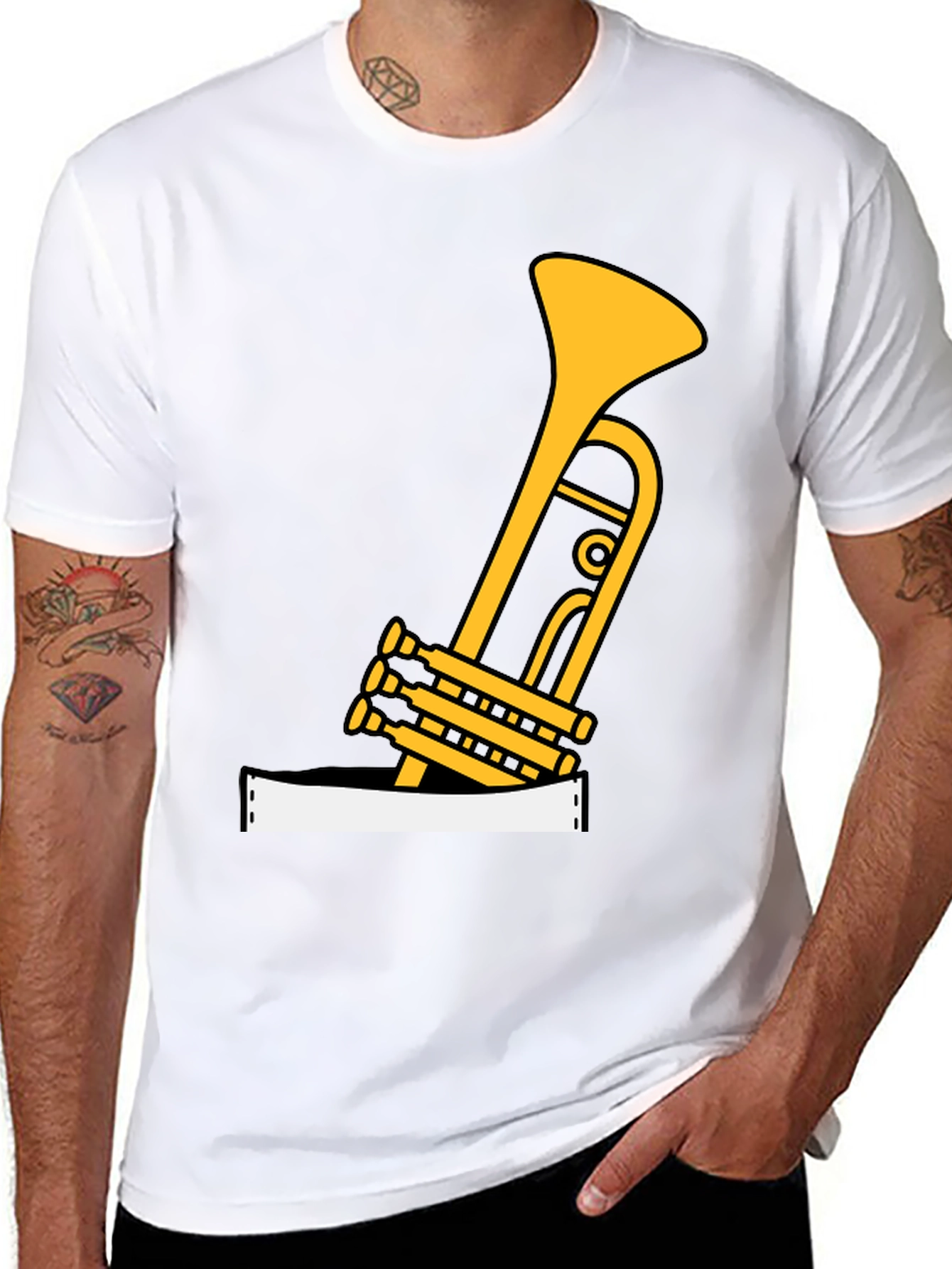 Black Musical Trumpet Graphic Tee view 8