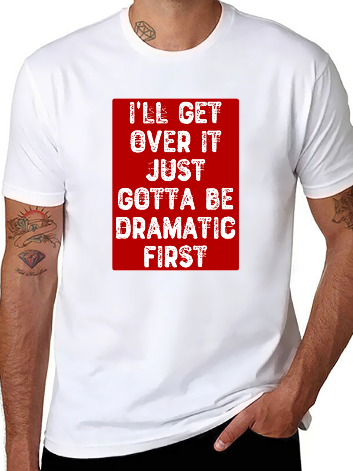 Black Dramatic First T-Shirt - Funny Sarcastic Tee view 8