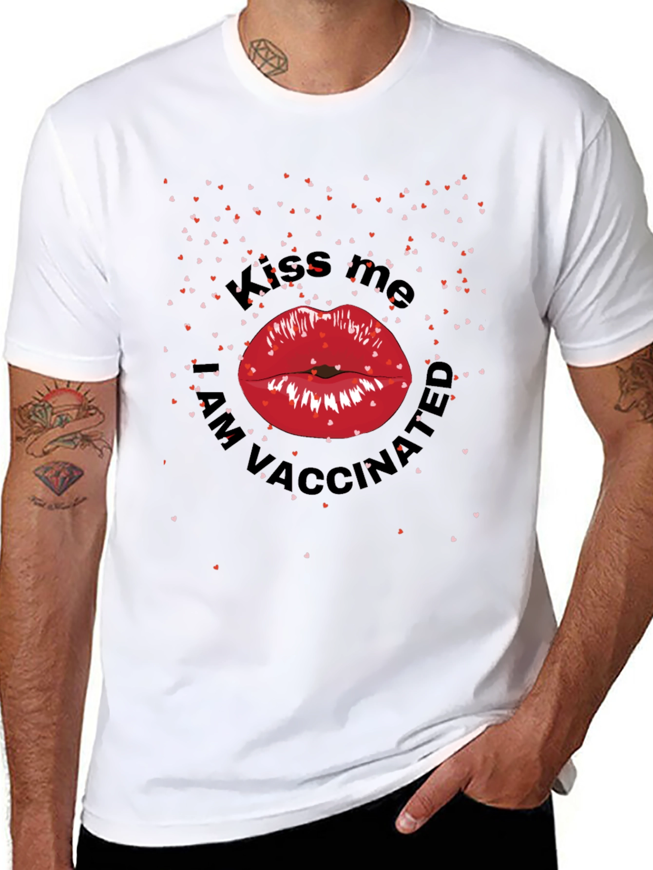 Black Kiss Me I'm Vaccinated T-Shirt view 8