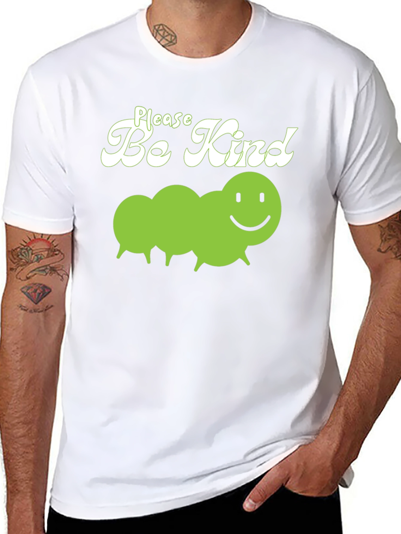 Black Please Be Kind Caterpillar Graphic Tee view 8