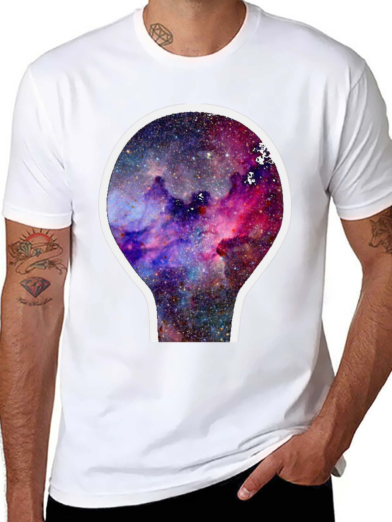Black Galaxy Nebula Graphic T-Shirt - Black Cotton Blend view 8