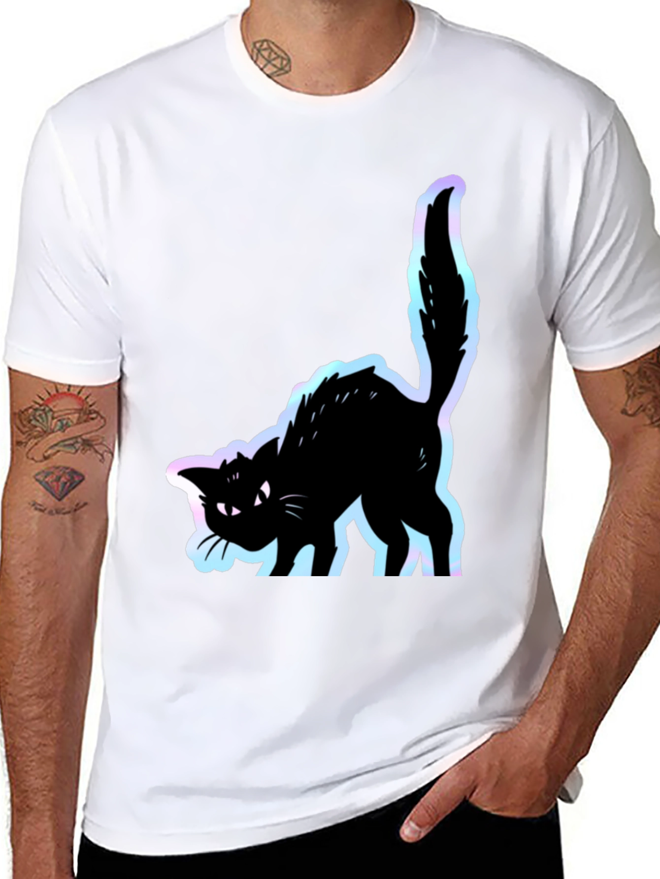 Black Black Cat Graphic Tee - Men's Short Sleeve Shirt view 8