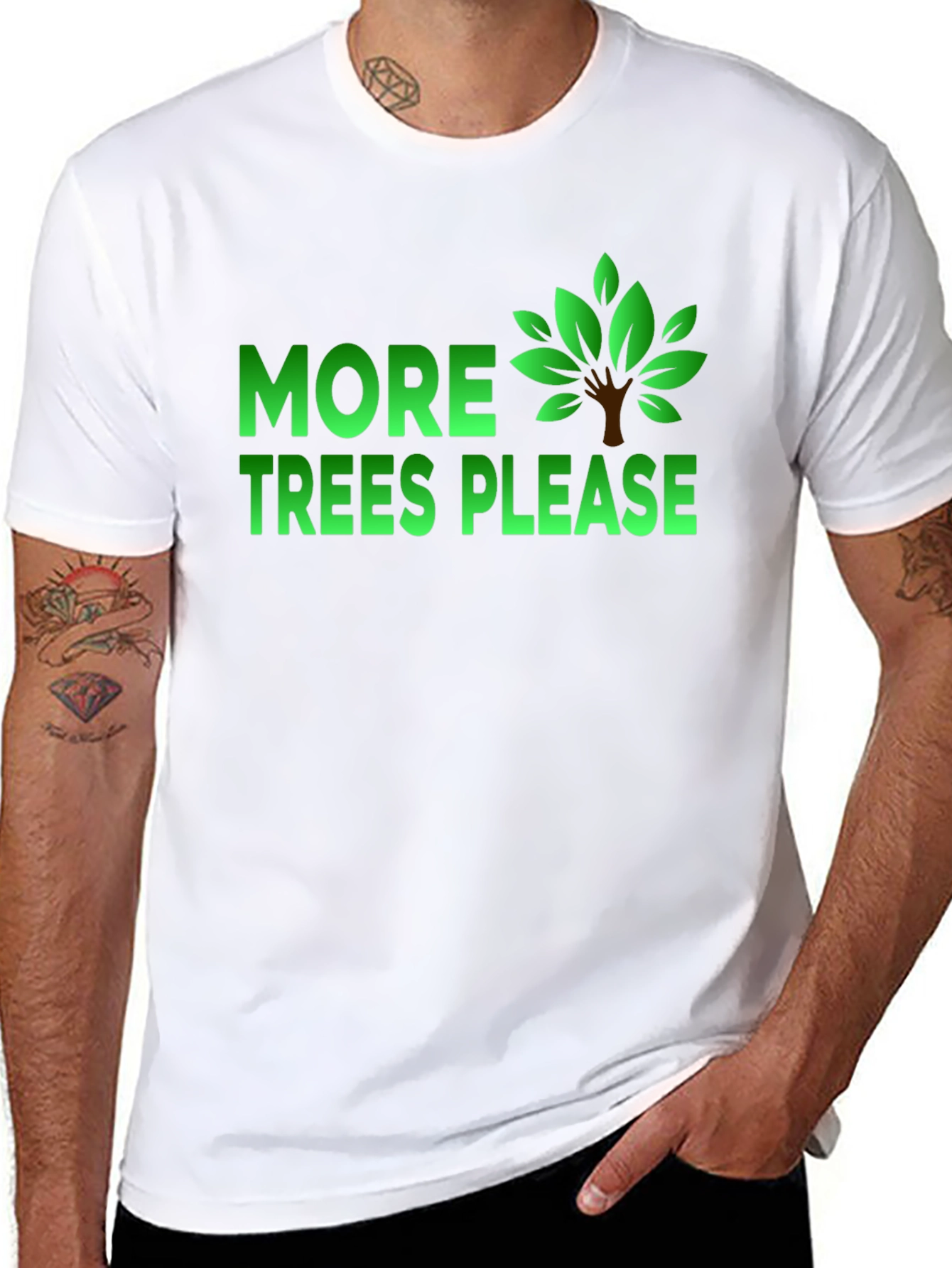 Black More Trees Please Graphic T-Shirt view 8