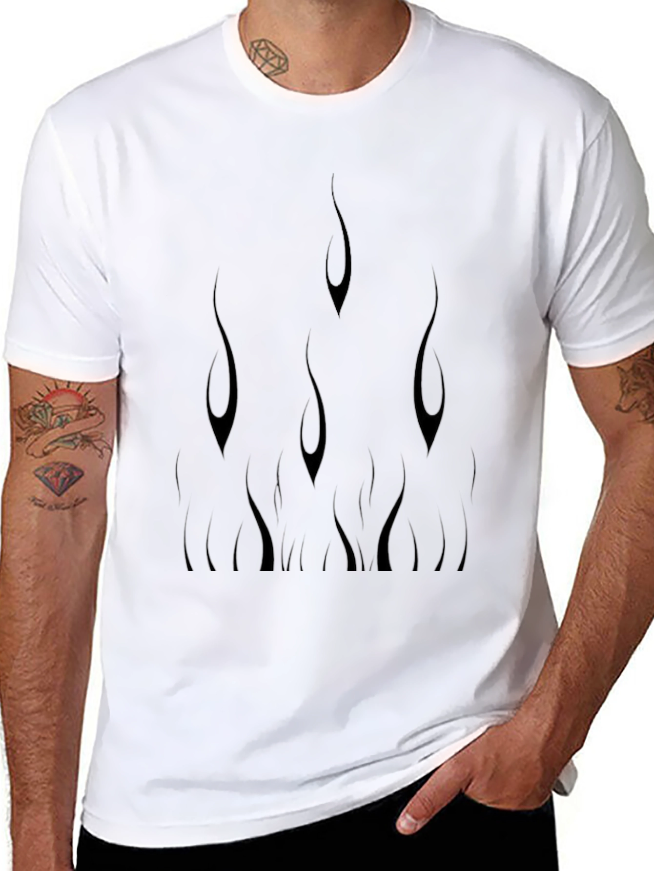 Black Men's Black Flame Graphic Tee view 8