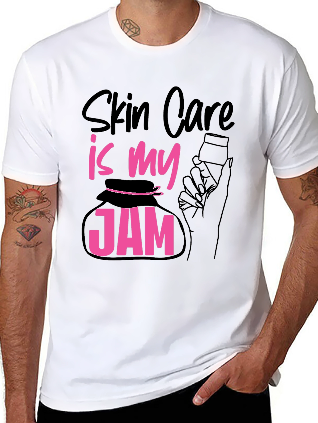 Black Skin Care Is My Jam T-Shirt - Black Cotton Tee view 8
