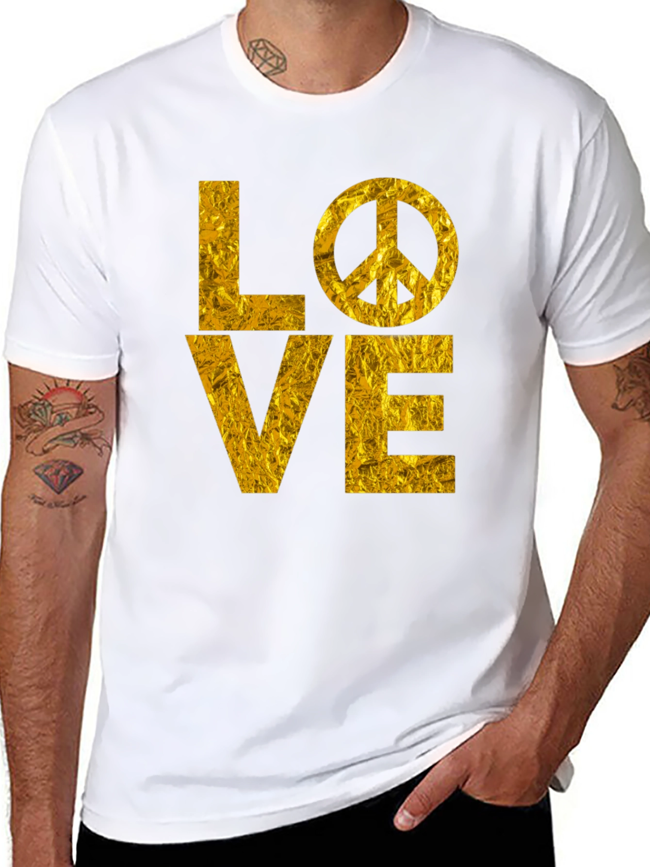 Black LOVE Peace Sign Graphic T-Shirt view 8