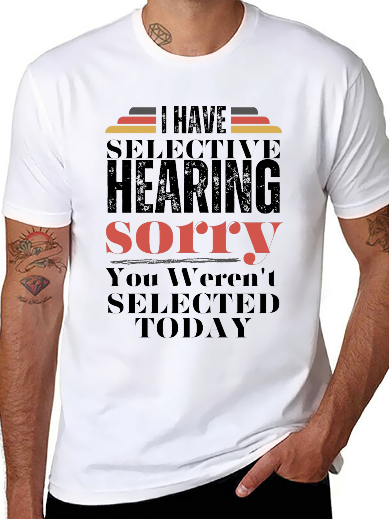 Black Selective Hearing T-Shirt - Funny Sarcastic Tee view 8