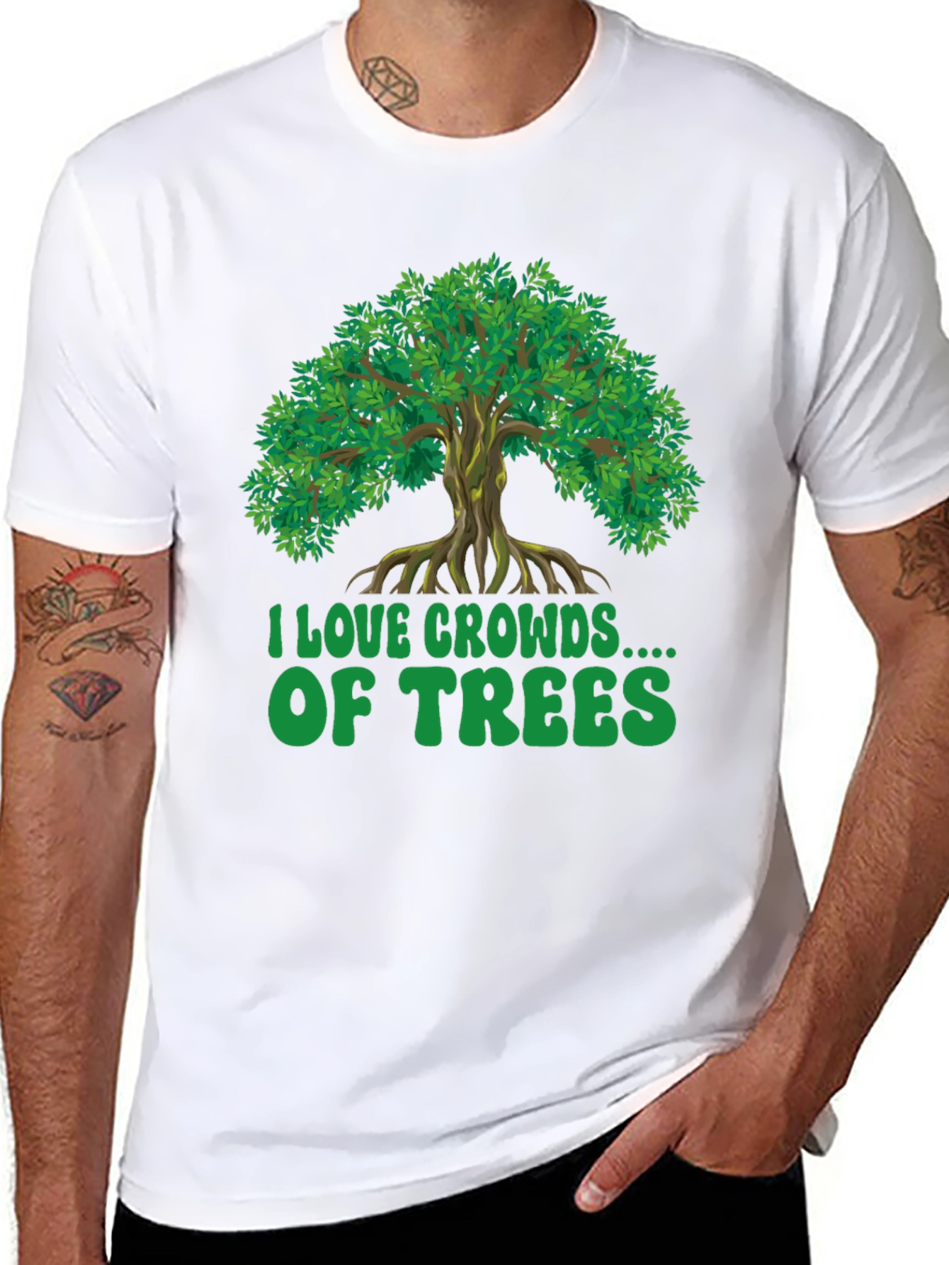 Black I Love Crowds of Trees Graphic T-Shirt view 8